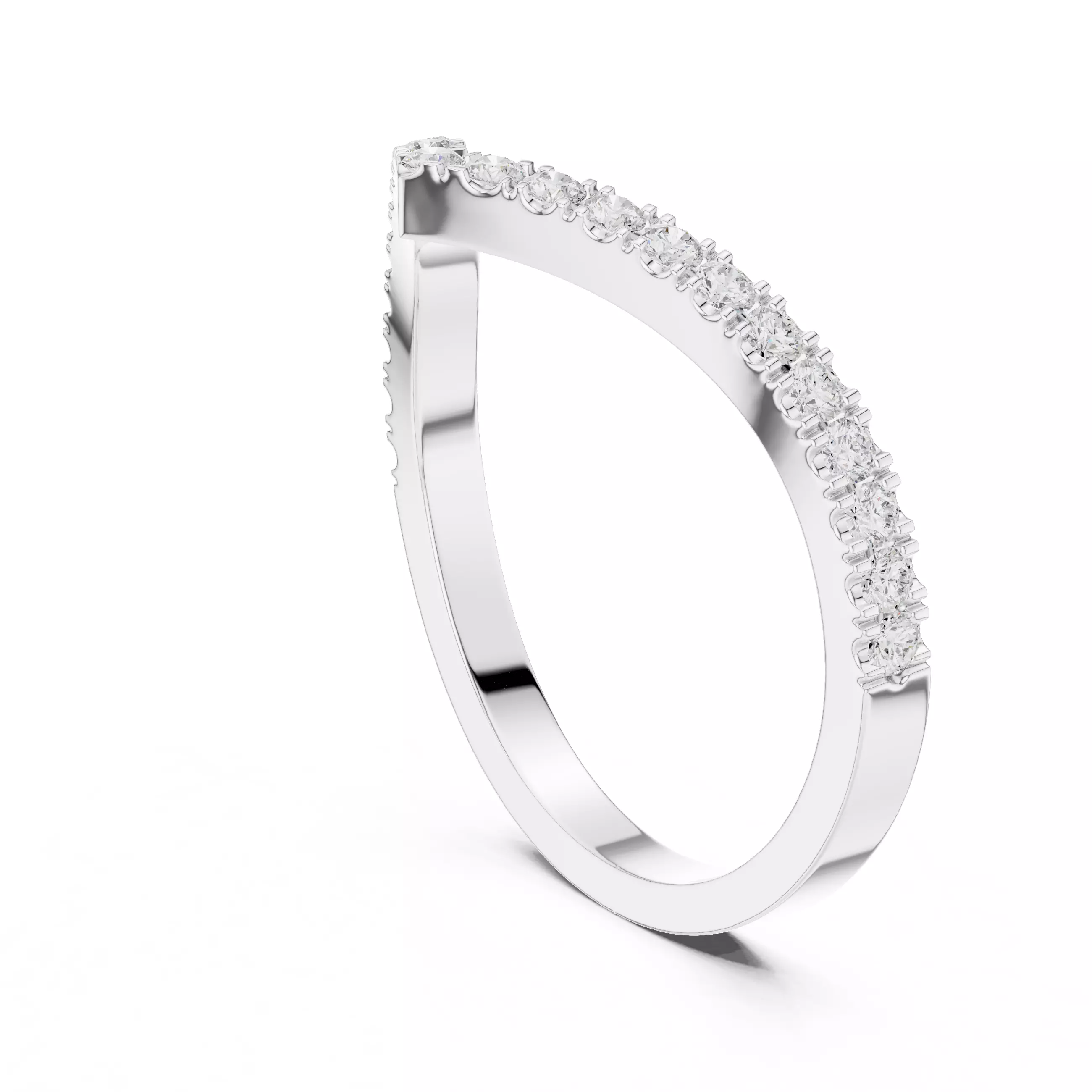 V Shape Chevron Curve Round Cut Wedding Band 3DM STL Video 3D print model_11