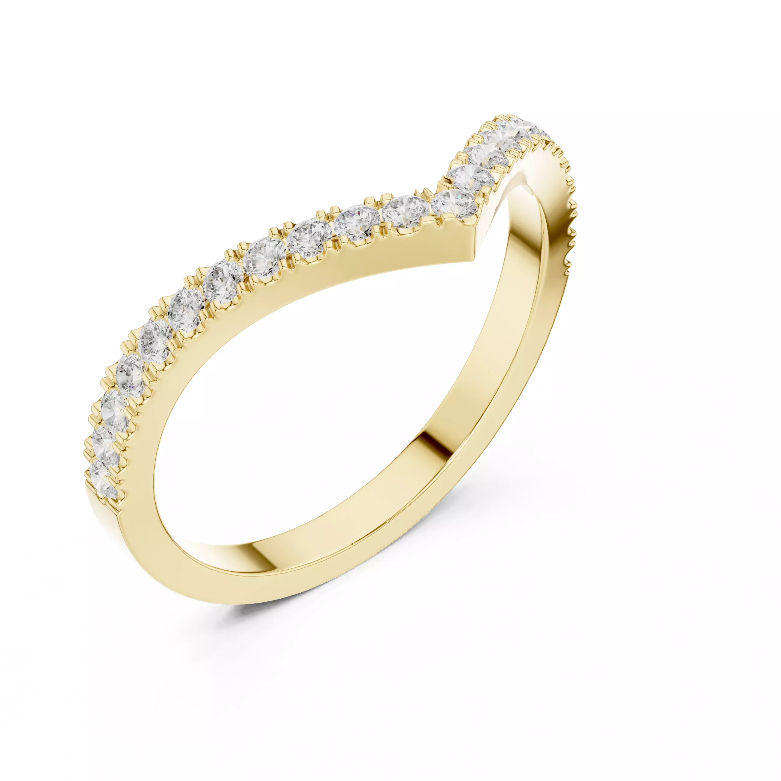 V Shape Chevron Curve Round Cut Wedding Band 3DM STL Video 3D print model_8