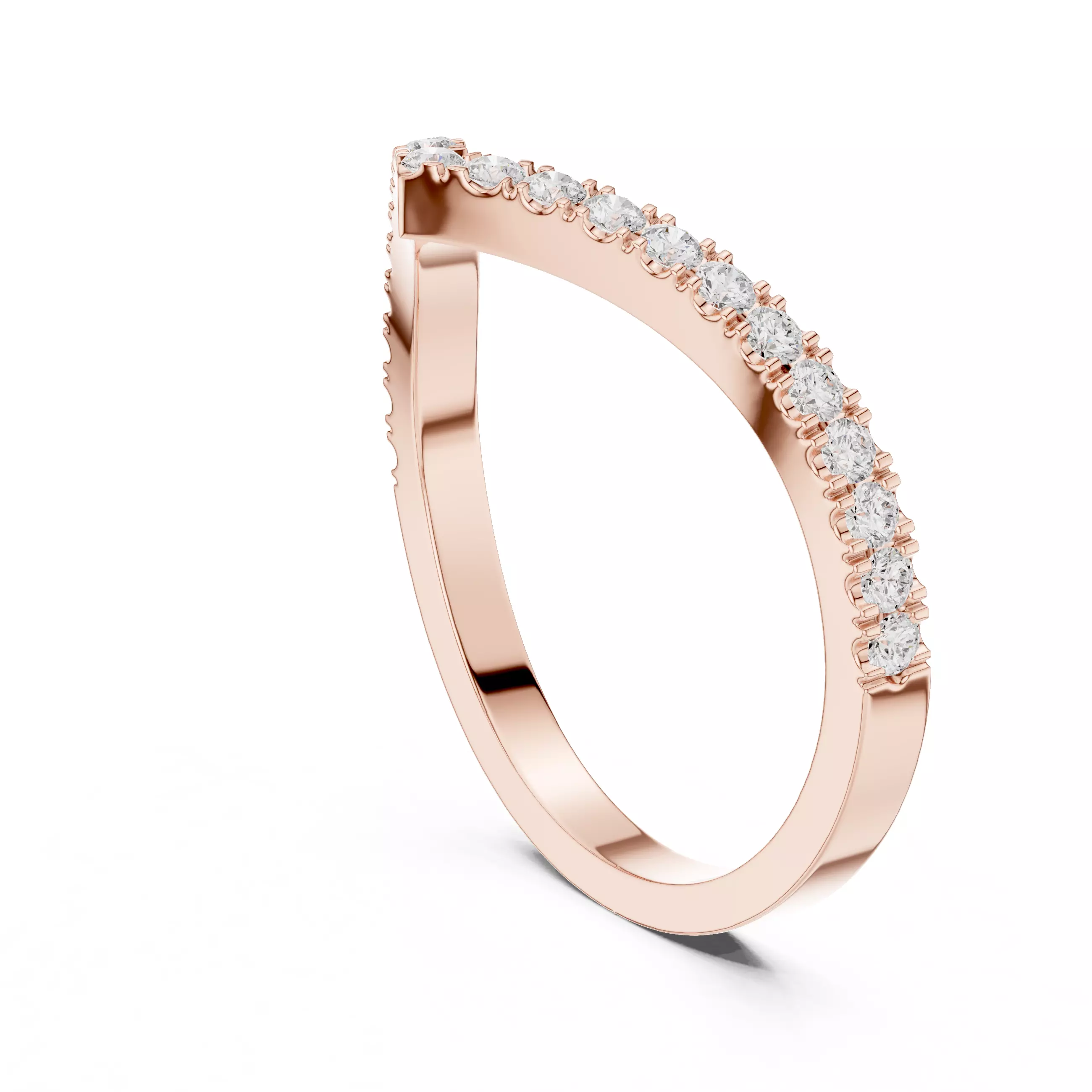 V Shape Chevron Curve Round Cut Wedding Band 3DM STL Video 3D print model_3