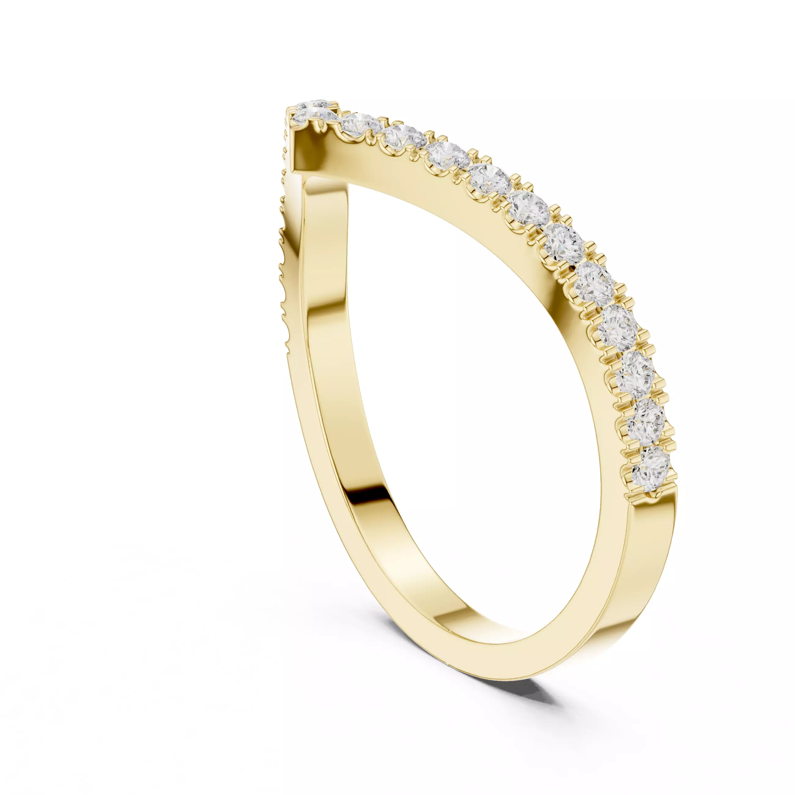 V Shape Chevron Curve Round Cut Wedding Band 3DM STL Video 3D print model_7