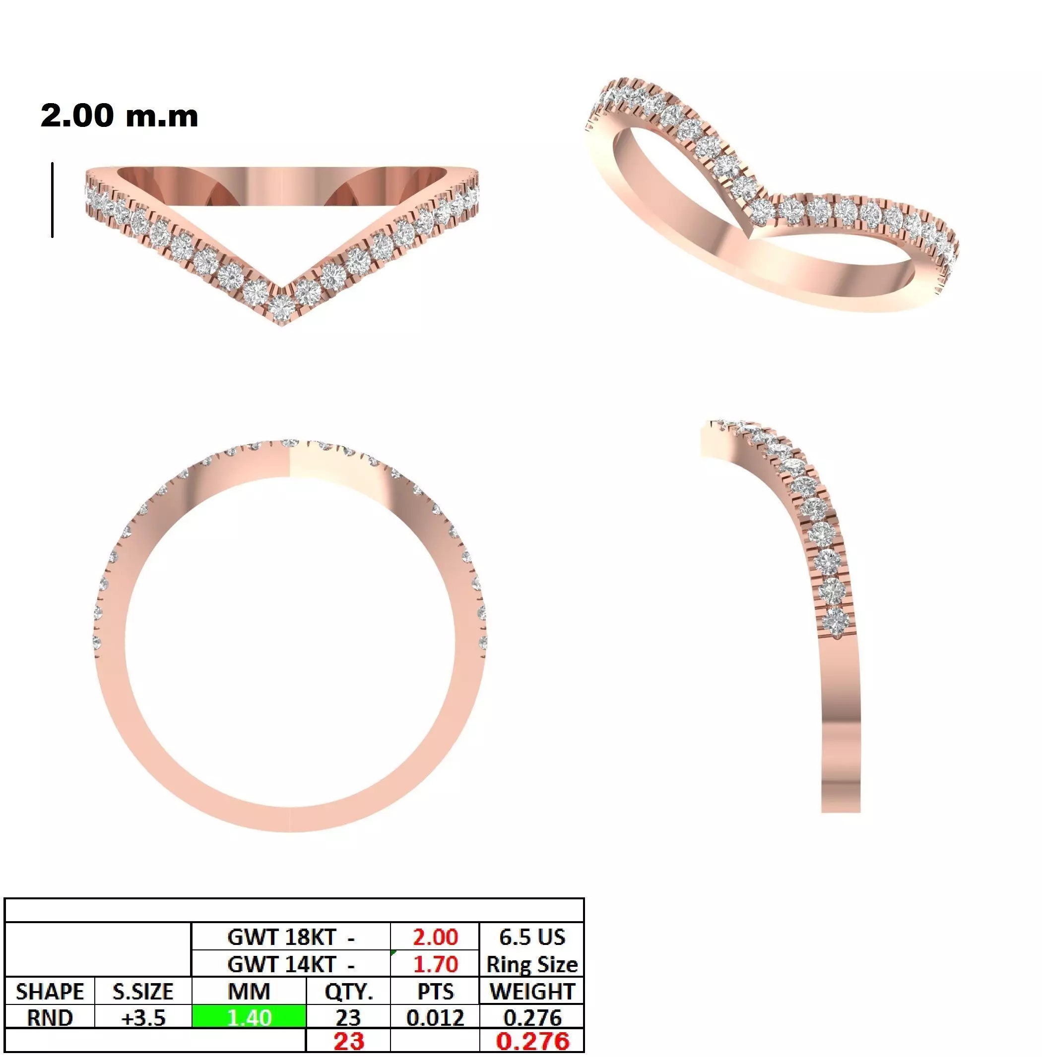 V Shape Chevron Curve Round Cut Wedding Band 3DM STL Video 3D print model_15