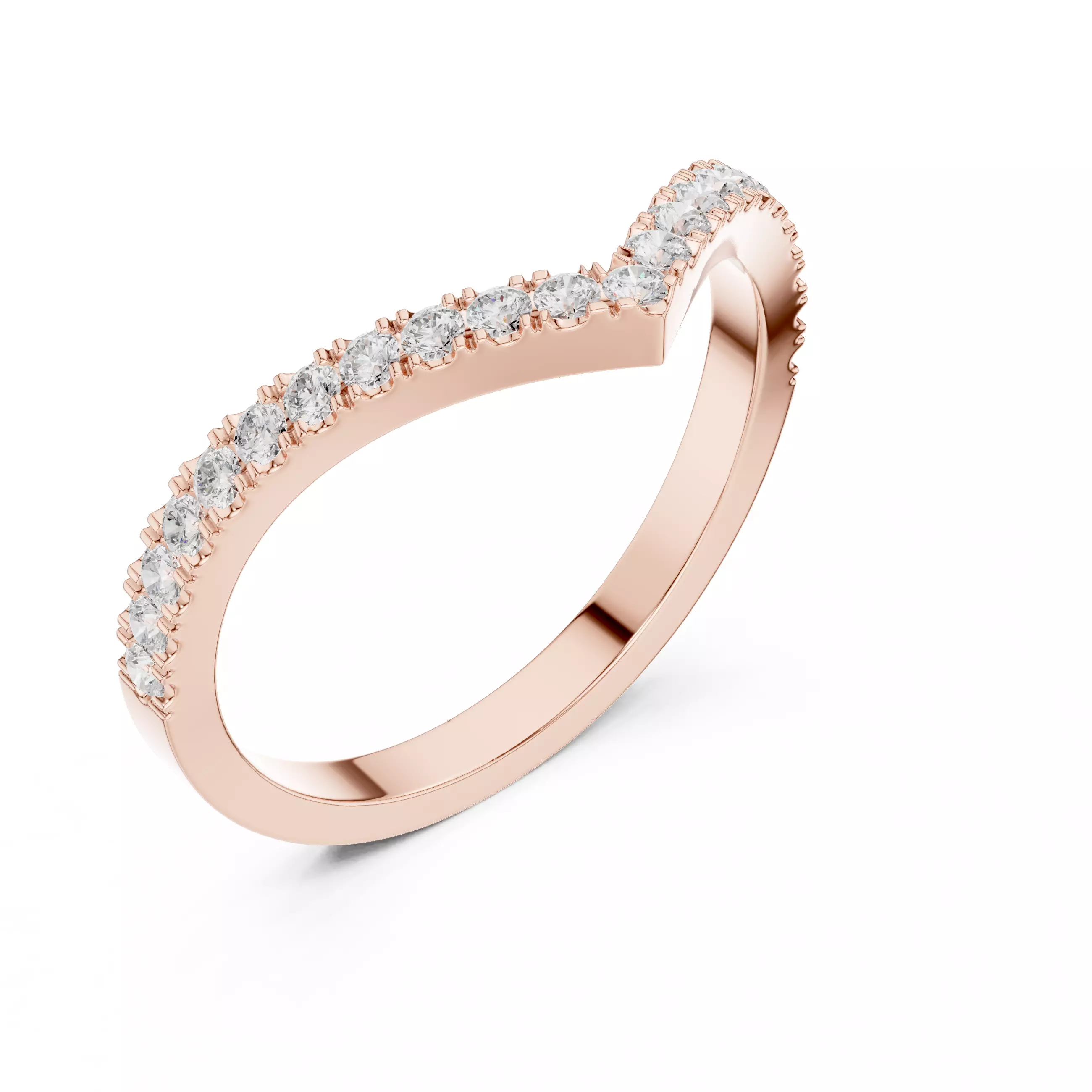 V Shape Chevron Curve Round Cut Wedding Band 3DM STL Video 3D print model_4