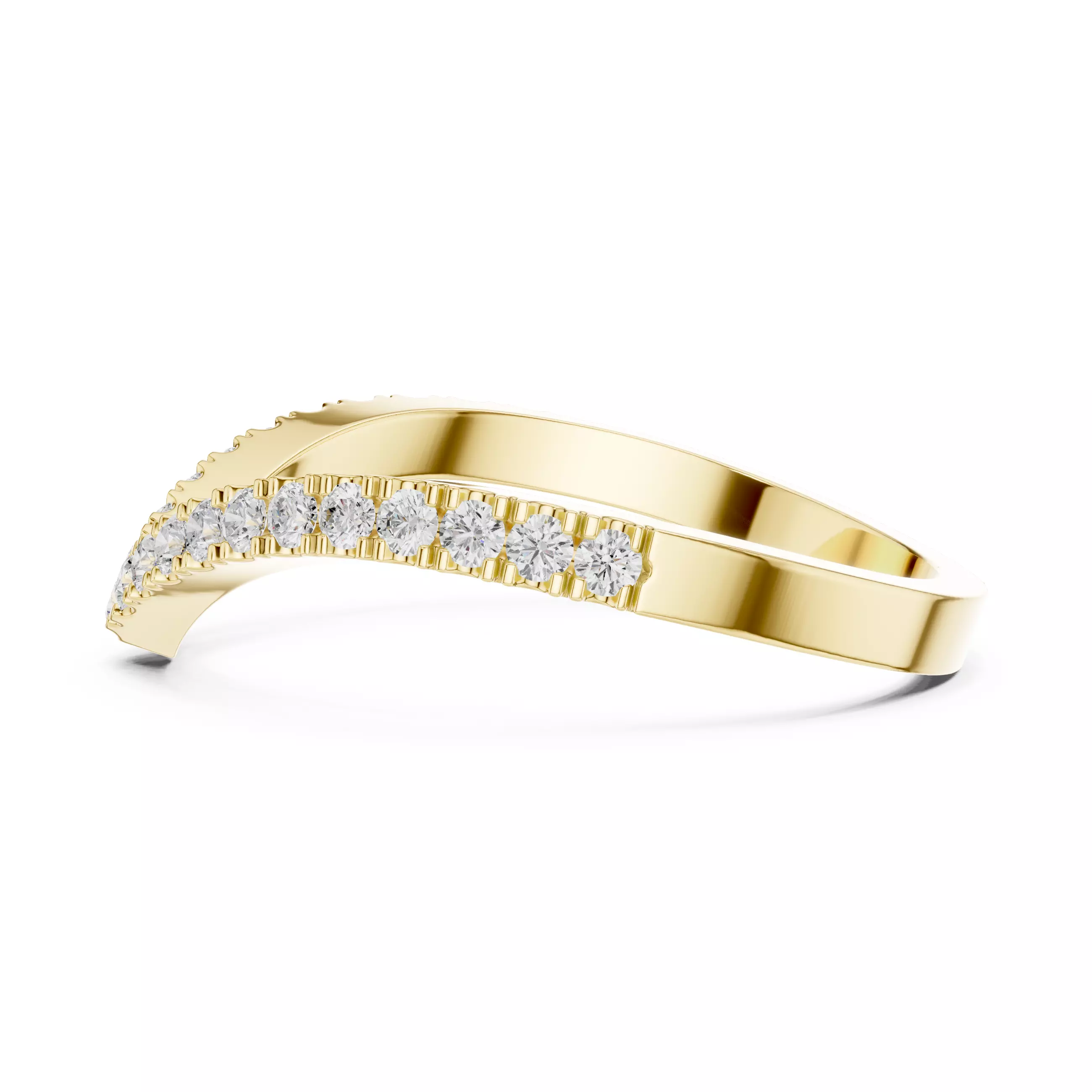 V Shape Chevron Curve Round Cut Wedding Band 3DM STL Video 3D print model_9