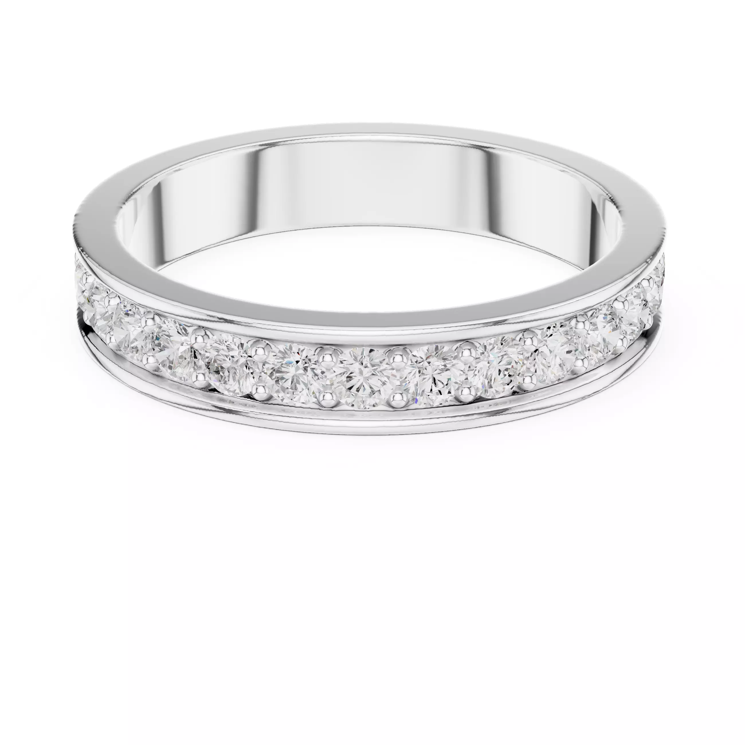 2mm Round Cut Diamond Full Eternity Wedding Band 3DM STL Video 3D print model_14