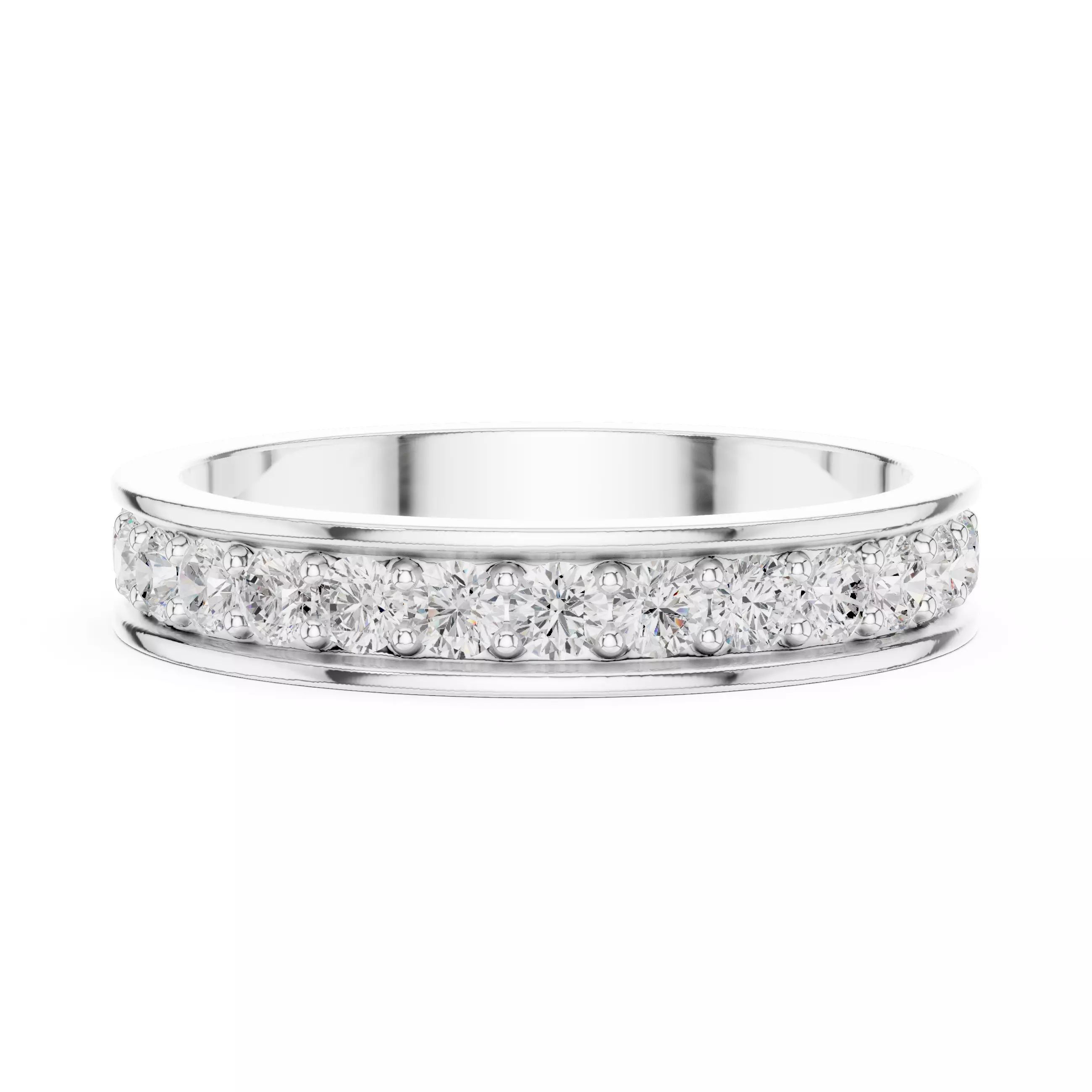 2mm Round Cut Diamond Full Eternity Wedding Band 3DM STL Video 3D print model_13