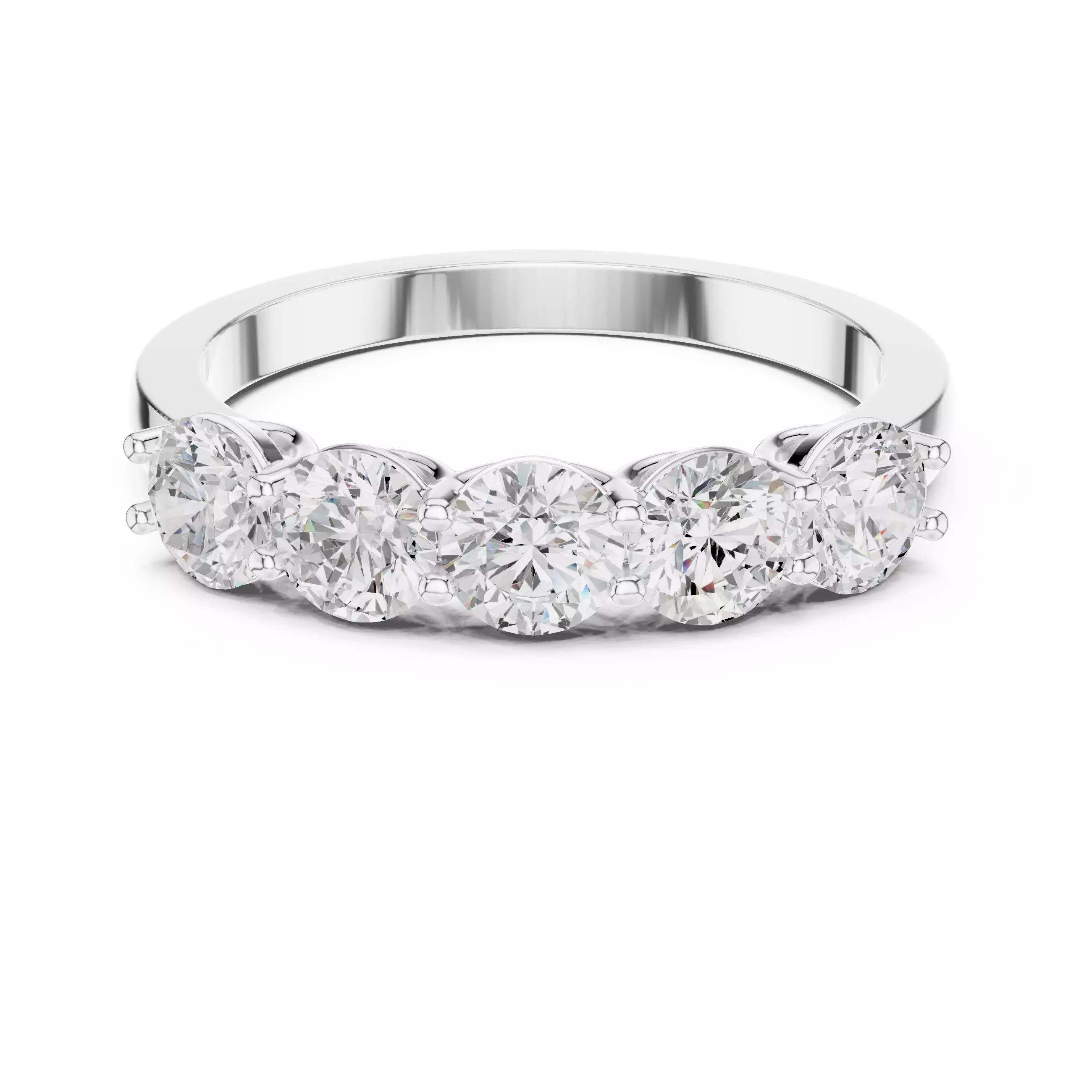 4mm Round Cut Five Stone Engagement Wedding Band 3DM STL Video 3D print model_14