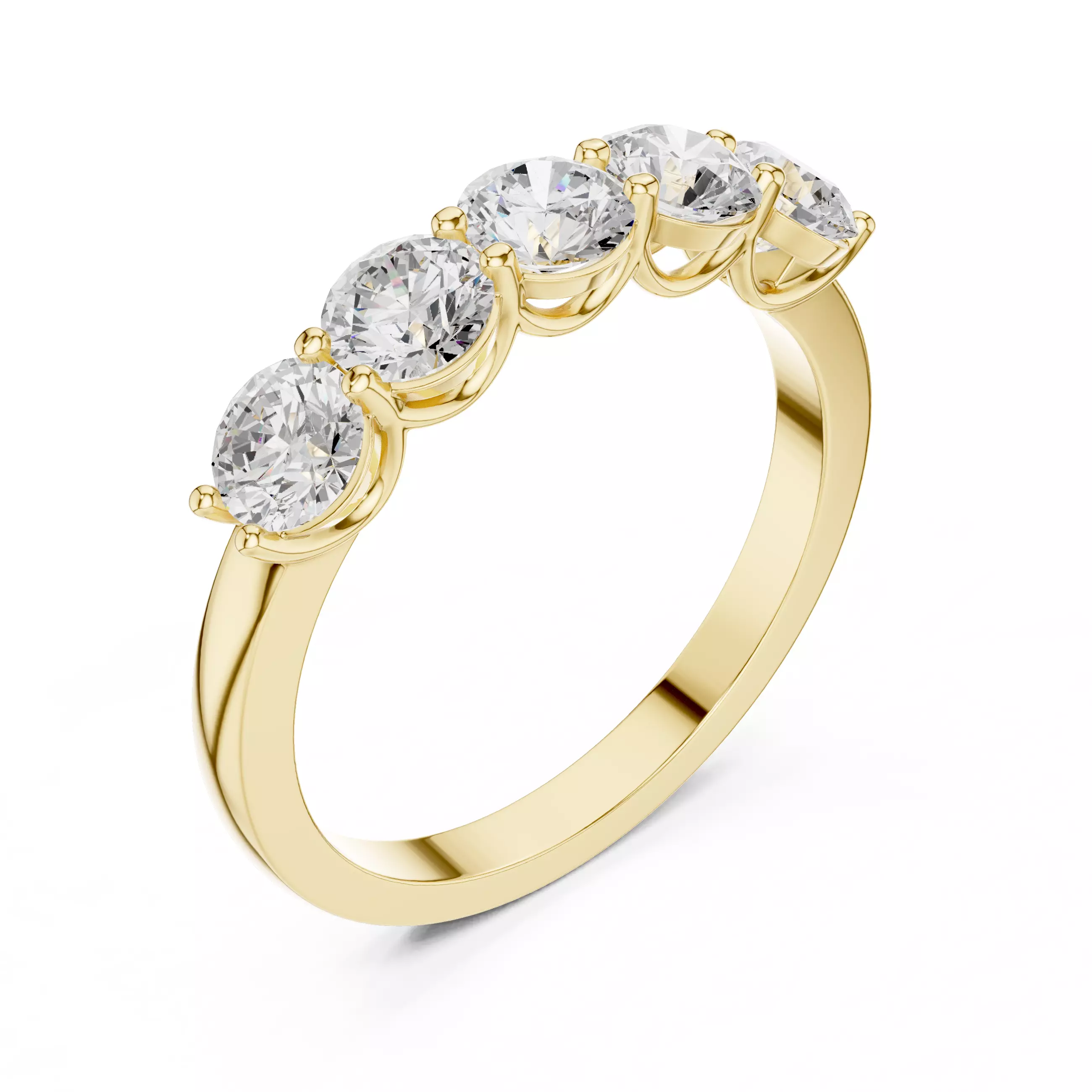 4mm Round Cut Five Stone Engagement Wedding Band 3DM STL Video 3D print model_8