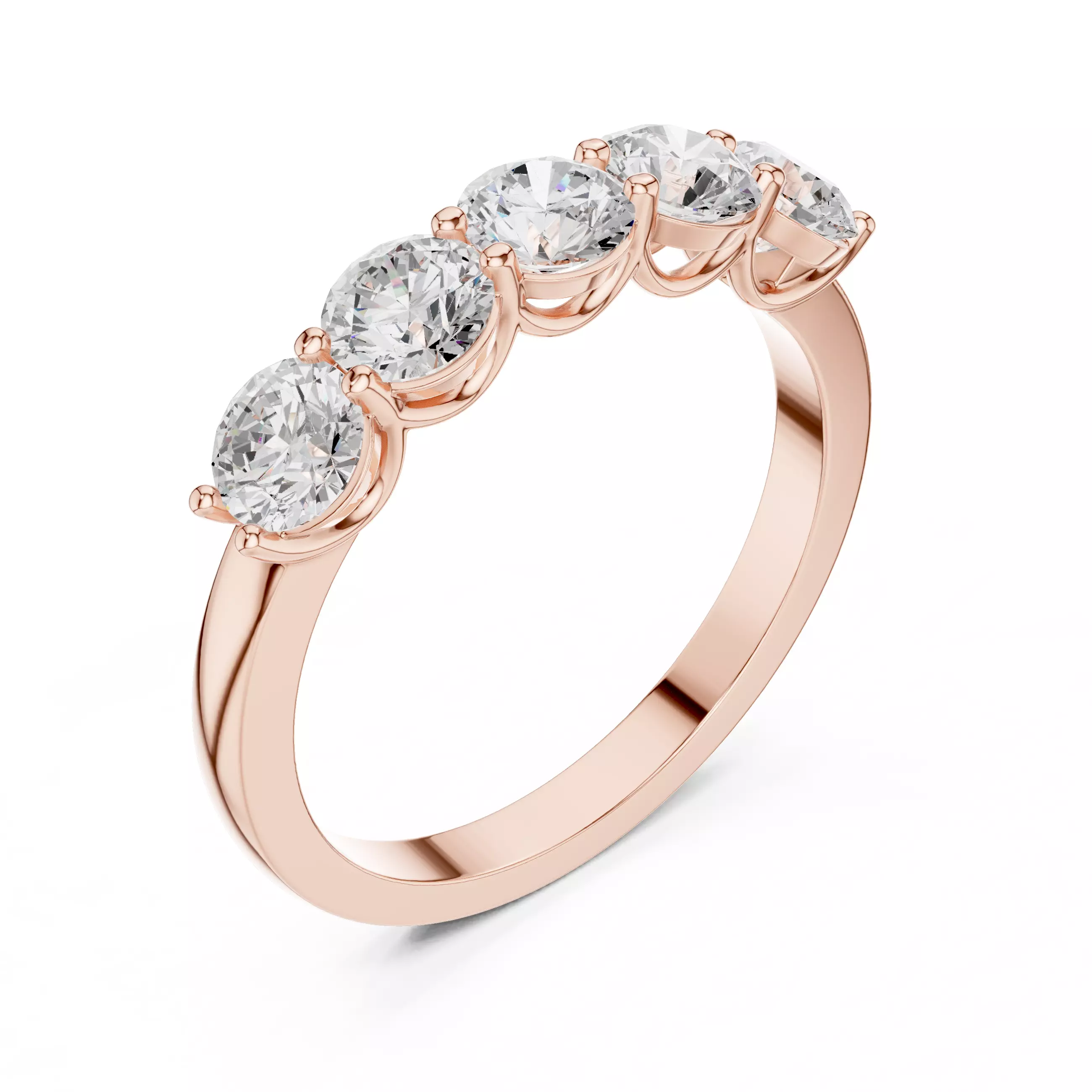 4mm Round Cut Five Stone Engagement Wedding Band 3DM STL Video 3D print model_4