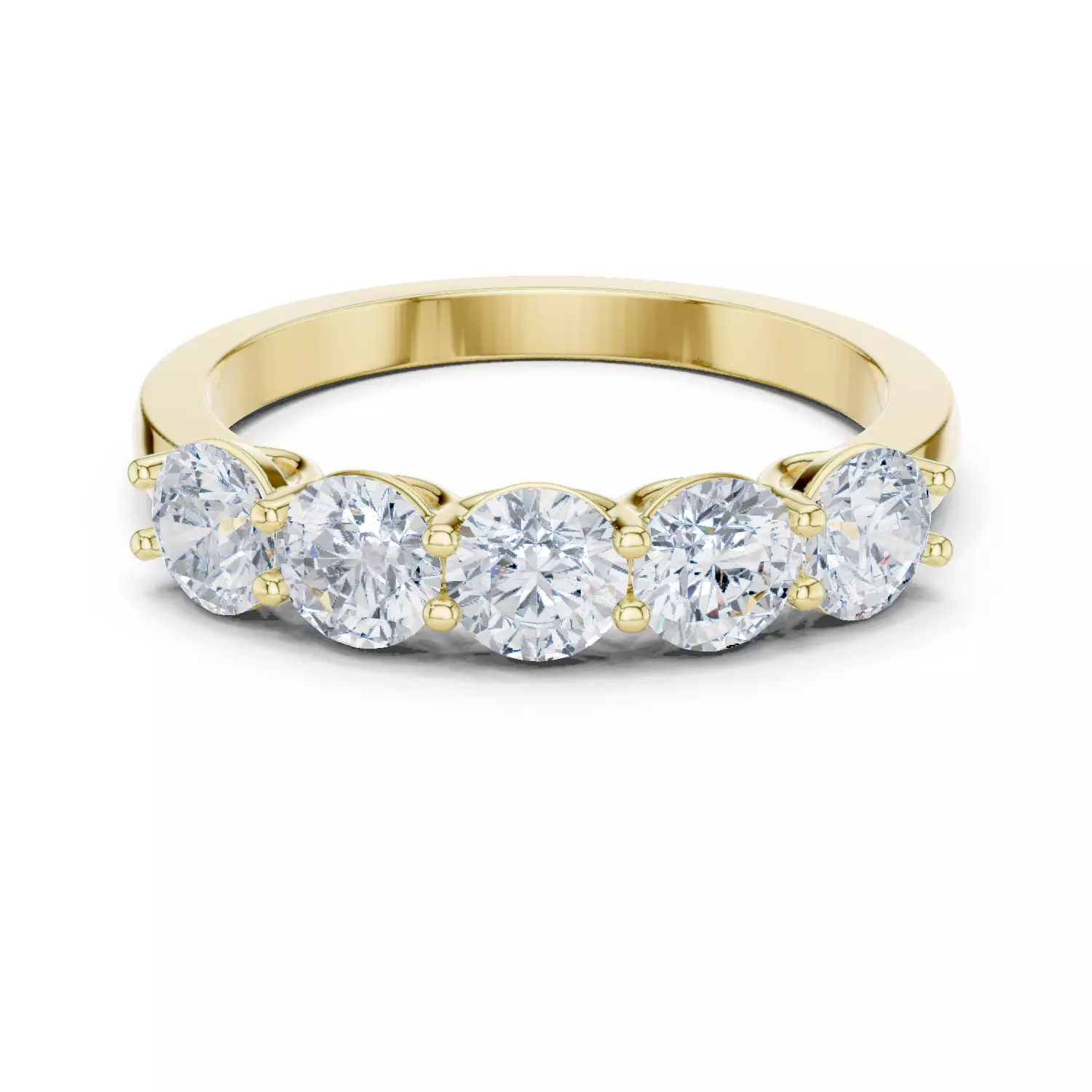 4mm Round Cut Five Stone Engagement Wedding Band 3DM STL Video 3D print model_1