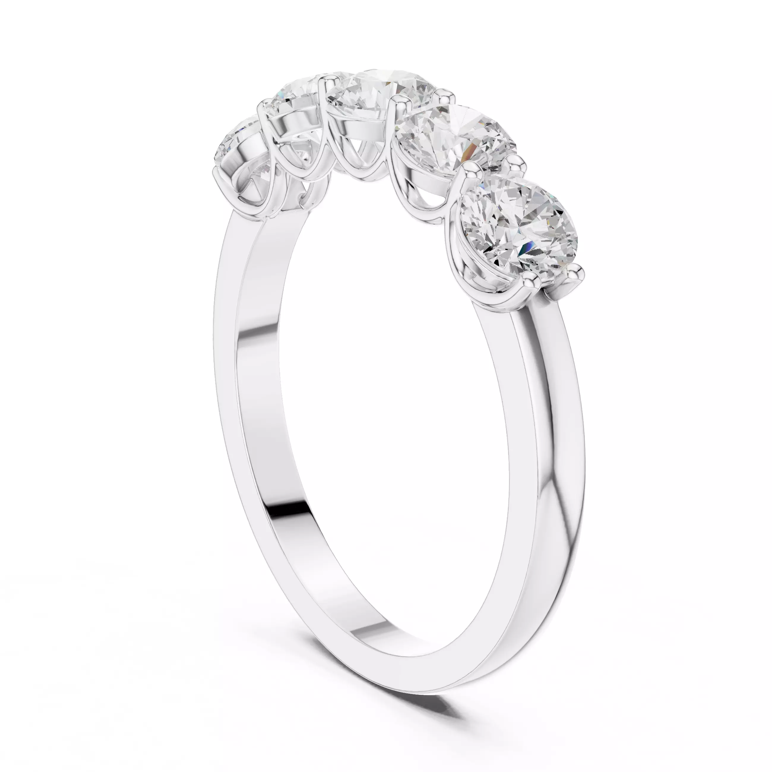 4mm Round Cut Five Stone Engagement Wedding Band 3DM STL Video 3D print model_11