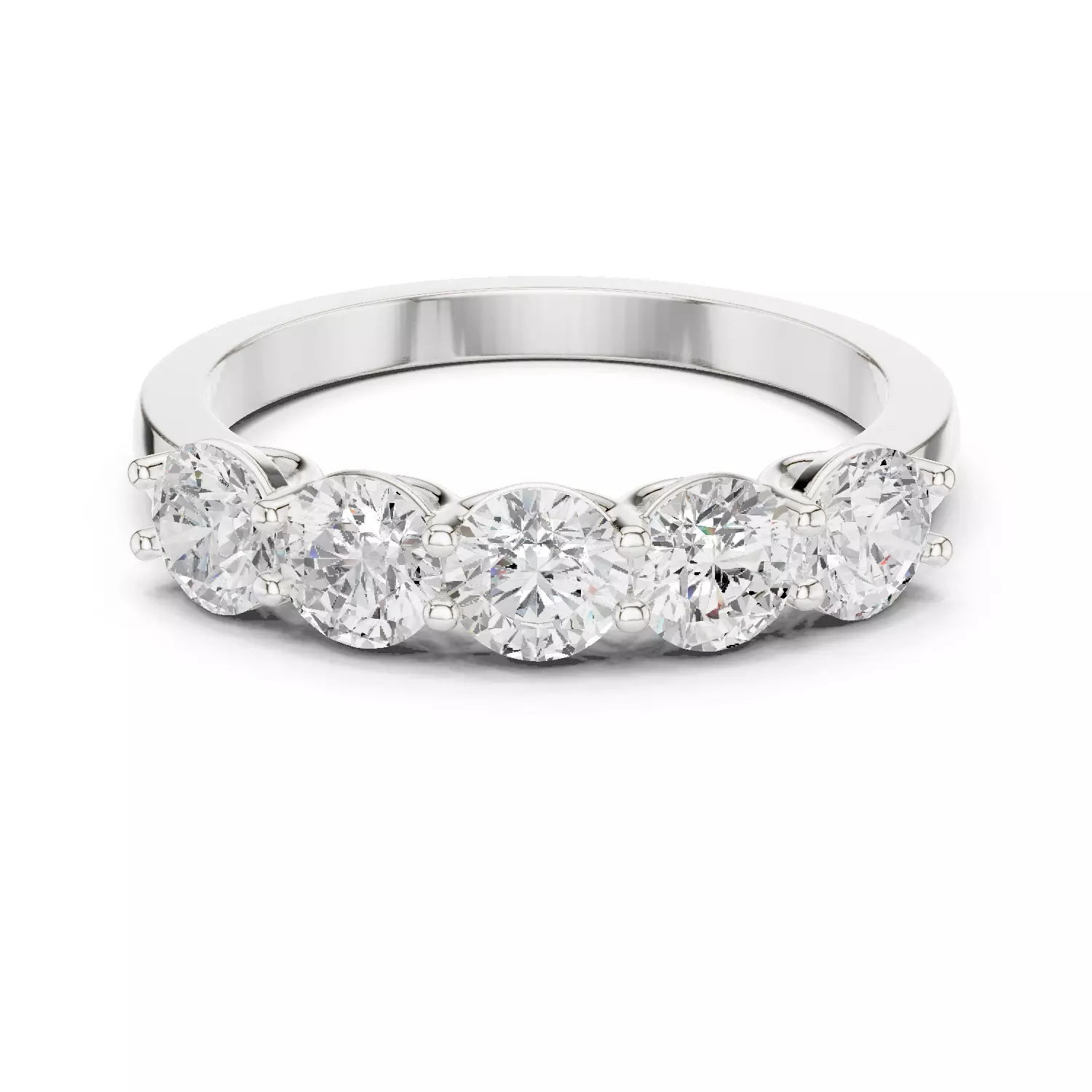 4mm Round Cut Five Stone Engagement Wedding Band 3DM STL Video 3D print model_2