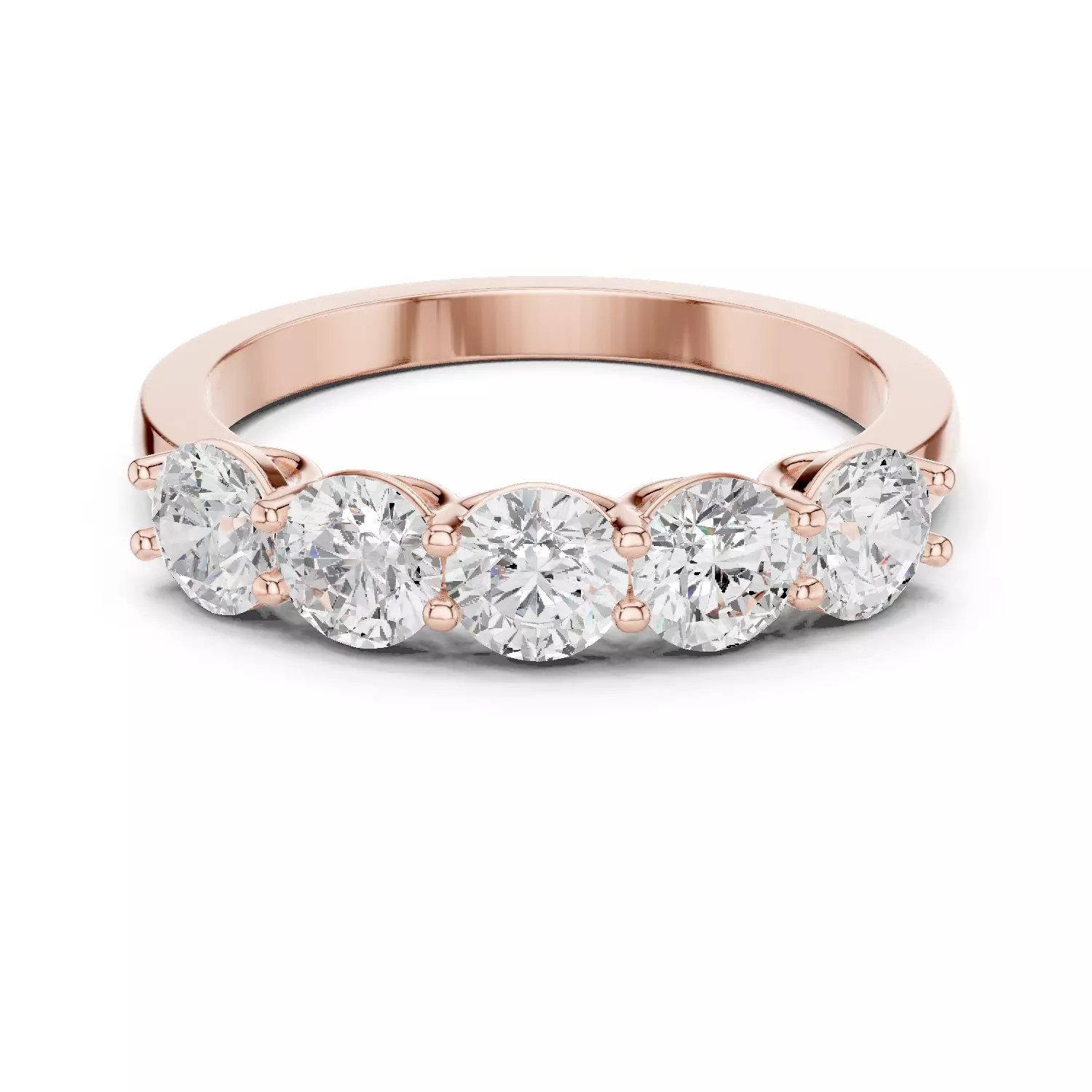 4mm Round Cut Five Stone Engagement Wedding Band 3DM STL Video 3D print model_0