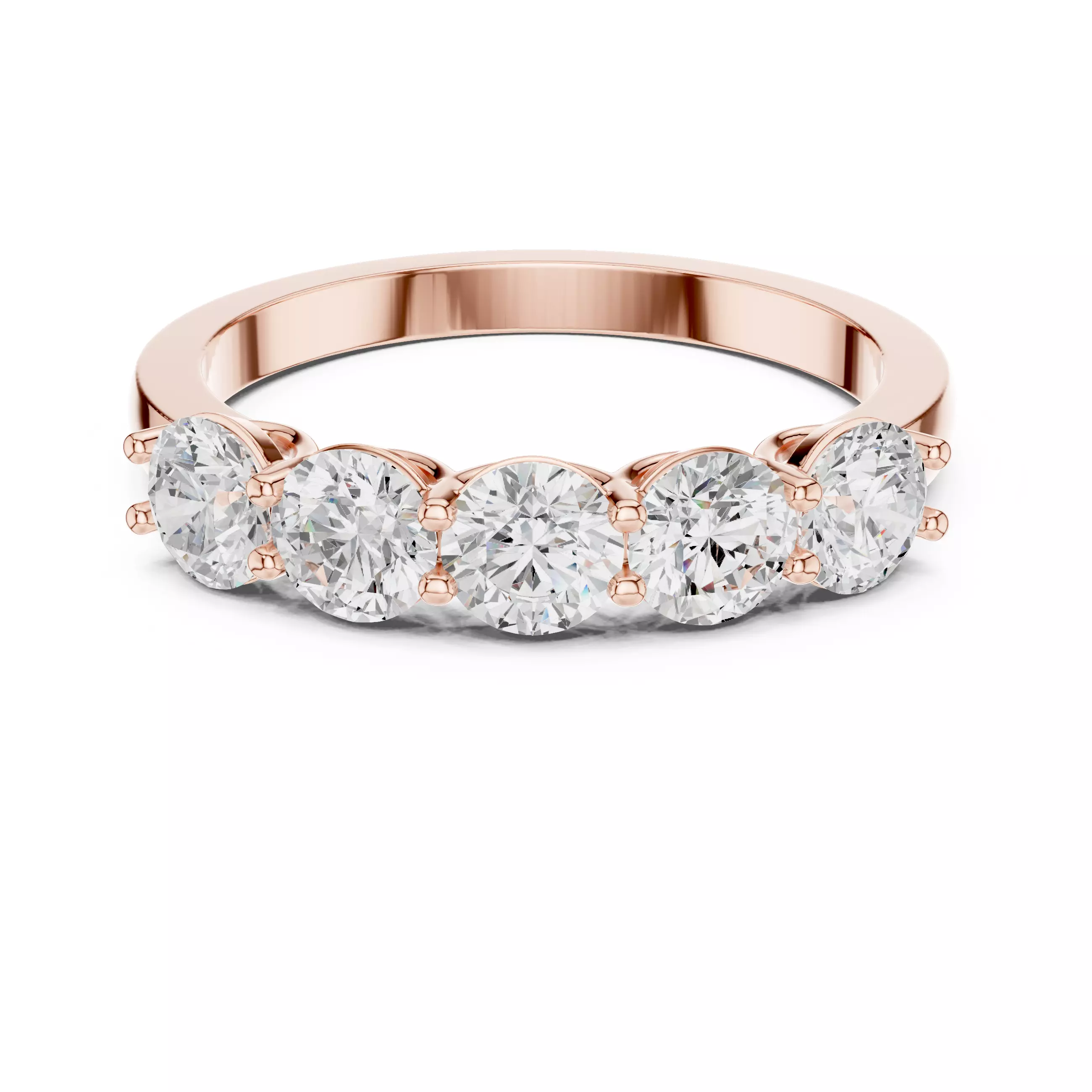 4mm Round Cut Five Stone Engagement Wedding Band 3DM STL Video 3D print model_6