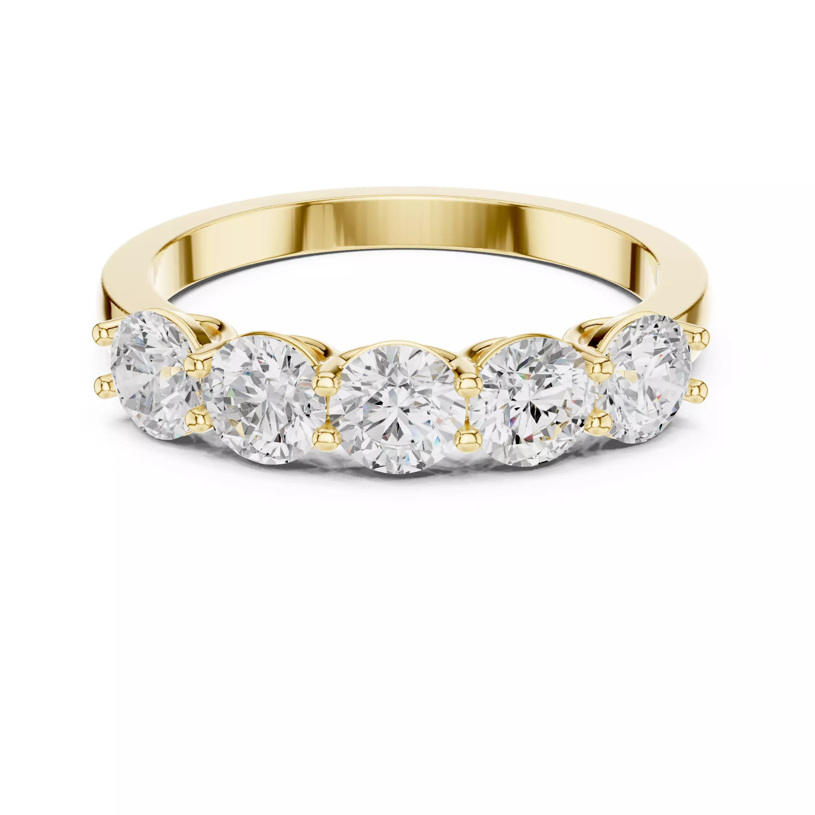 4mm Round Cut Five Stone Engagement Wedding Band 3DM STL Video 3D print model_10