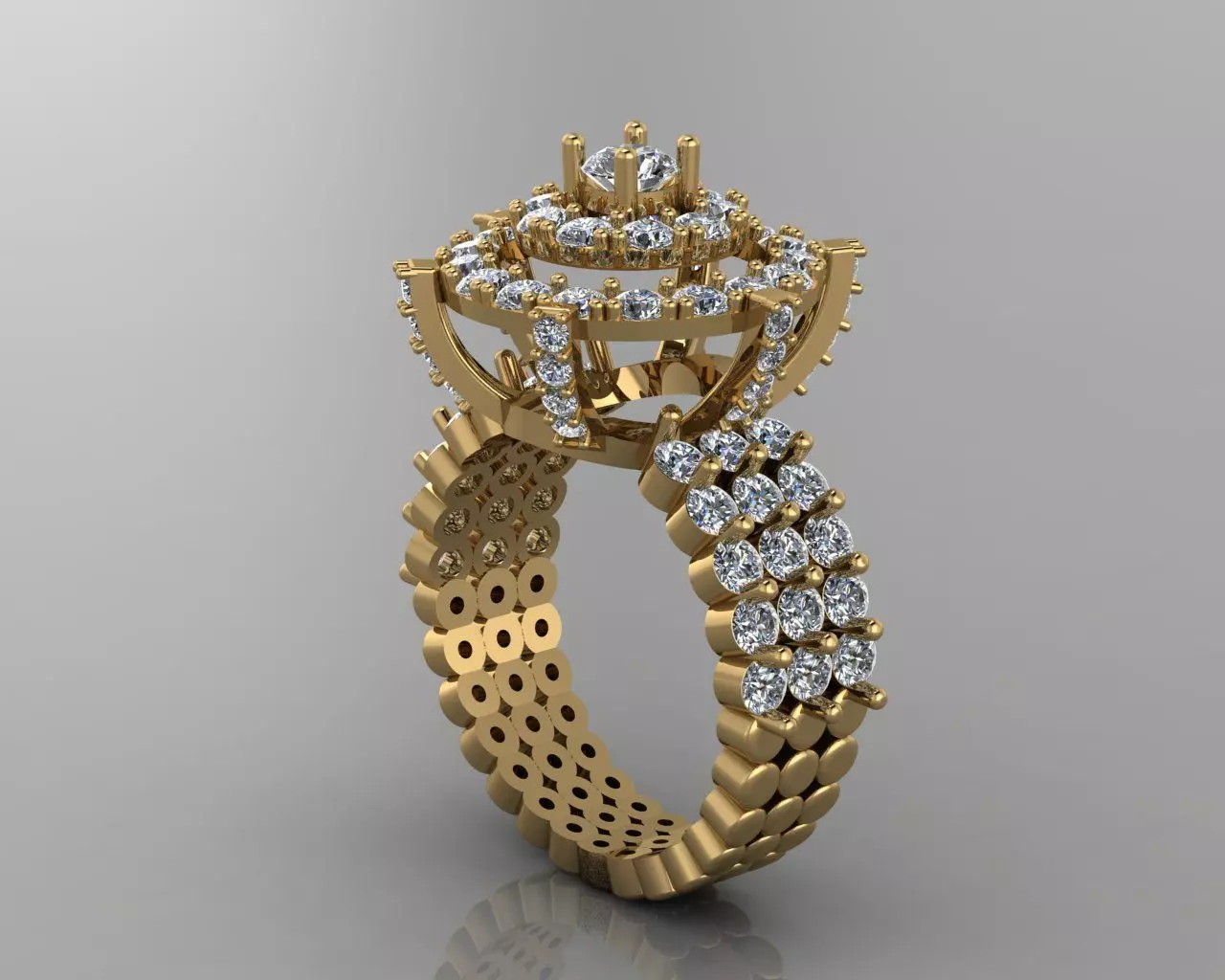 Three Row Woman Wedding Ring 3D print model