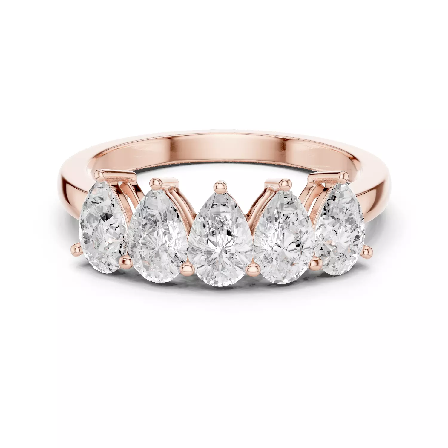 Five Stone Pear Cut Engagement Wedding Band Ring 3DM STL Video 3D print model