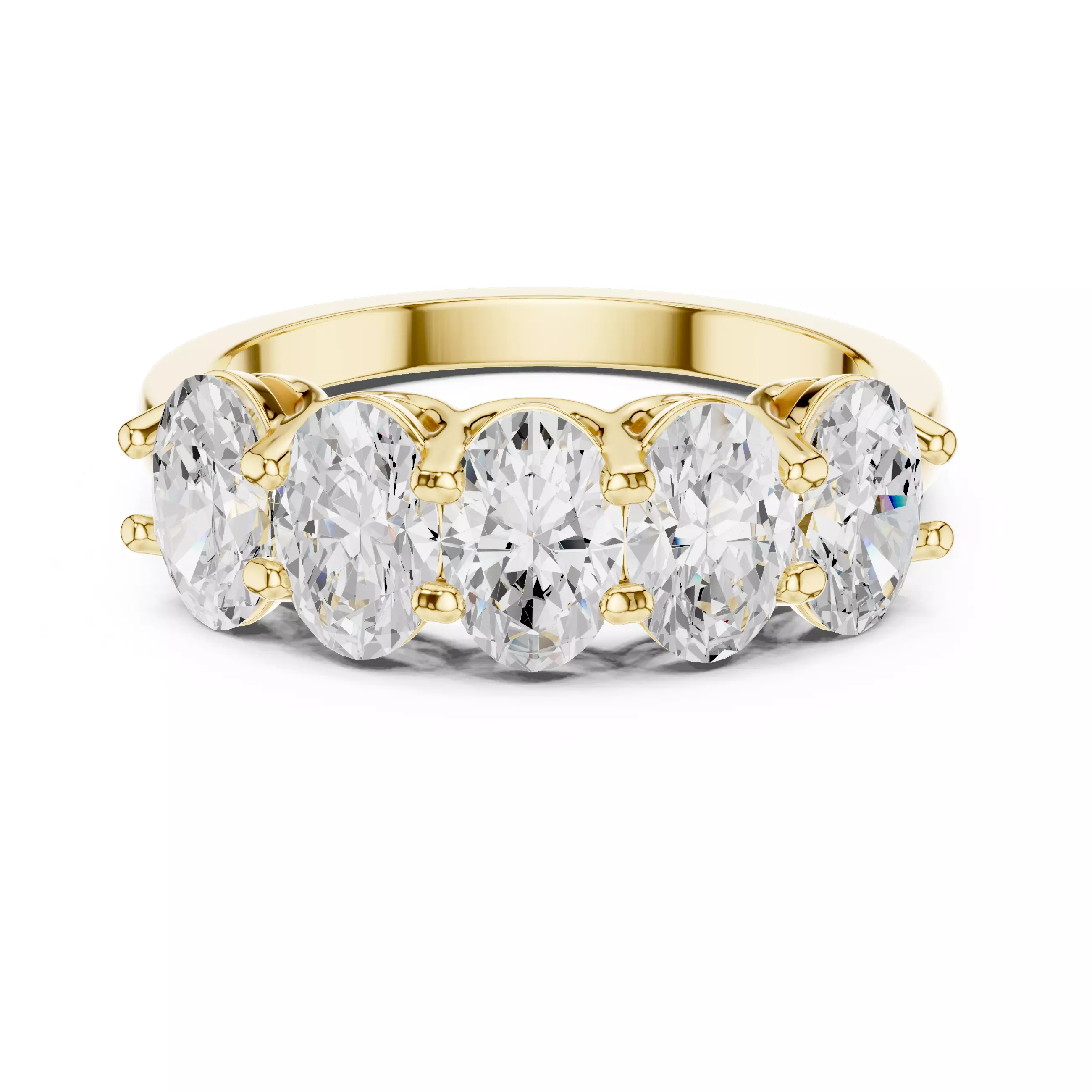 6x4mm Oval Cut Five Stone Engagement Wedding Band 3DM STL Video 3D print model_10