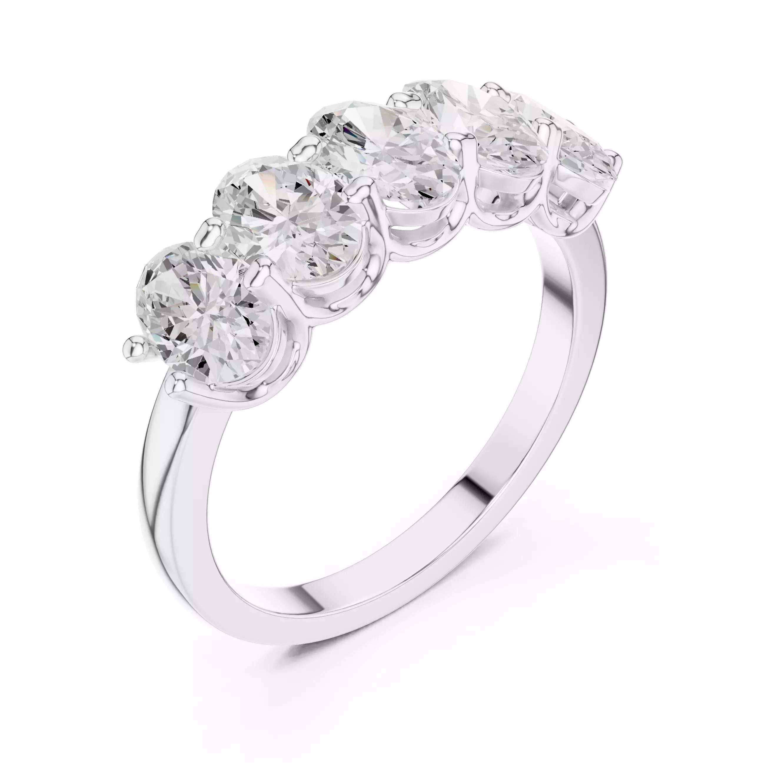 6x4mm Oval Cut Five Stone Engagement Wedding Band 3DM STL Video 3D print model_12