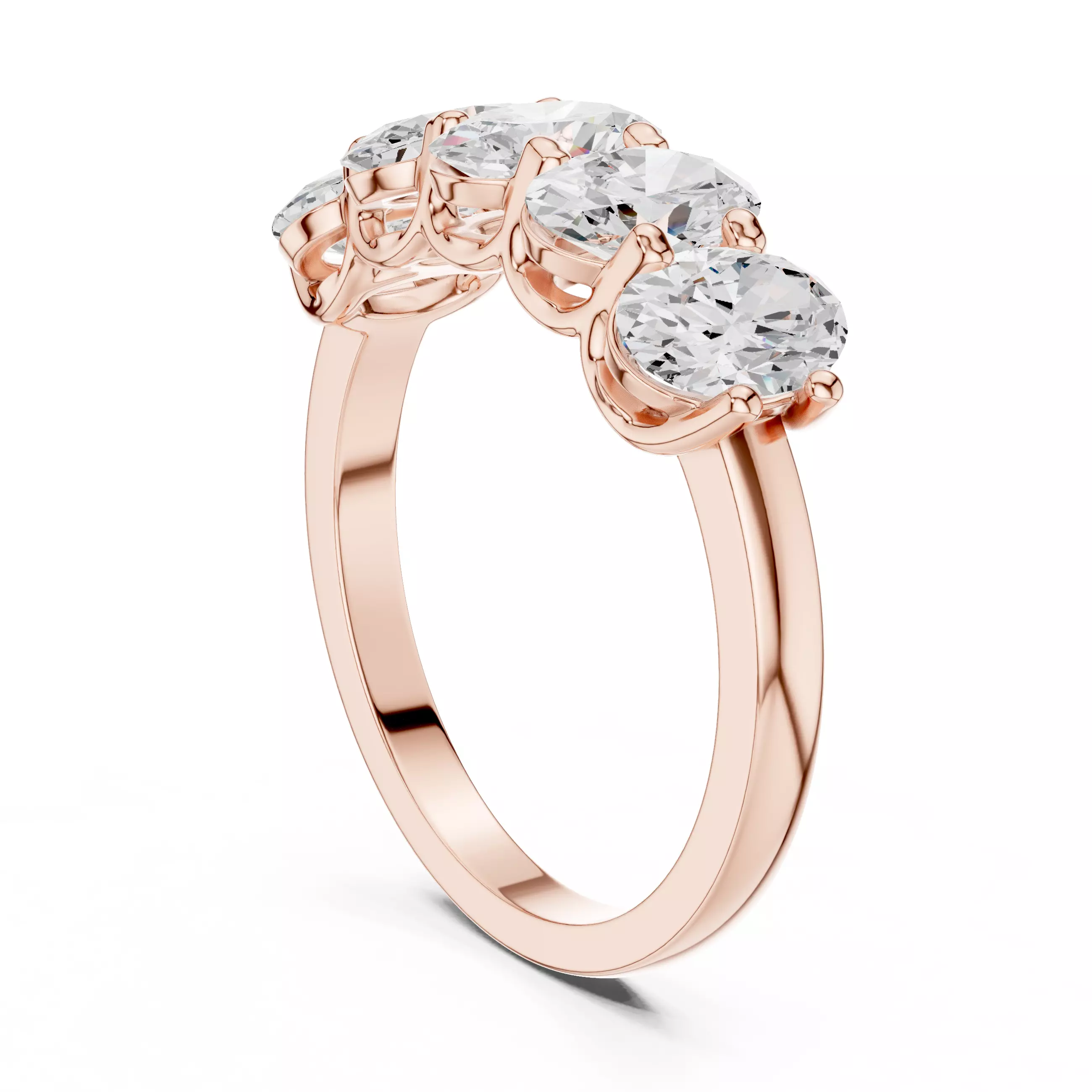 6x4mm Oval Cut Five Stone Engagement Wedding Band 3DM STL Video 3D print model_3