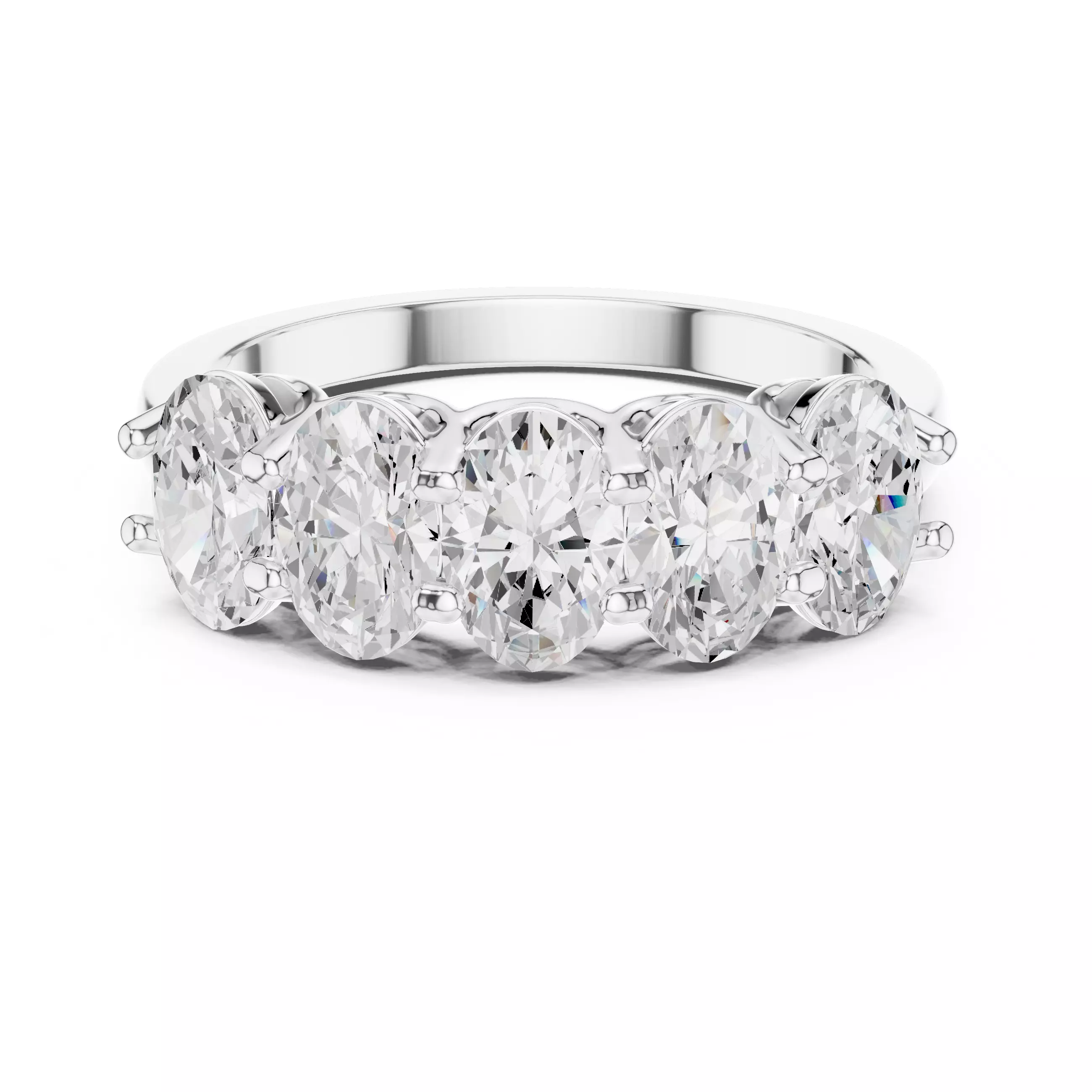 6x4mm Oval Cut Five Stone Engagement Wedding Band 3DM STL Video 3D print model_14