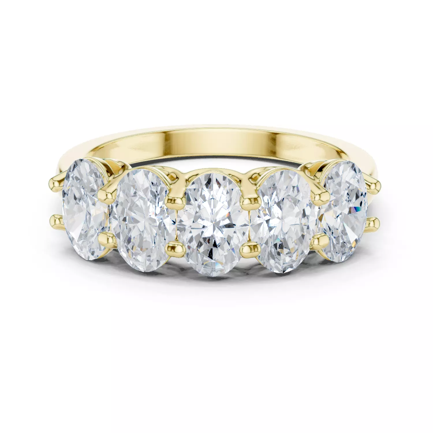 6x4mm Oval Cut Five Stone Engagement Wedding Band 3DM STL Video 3D print model_1