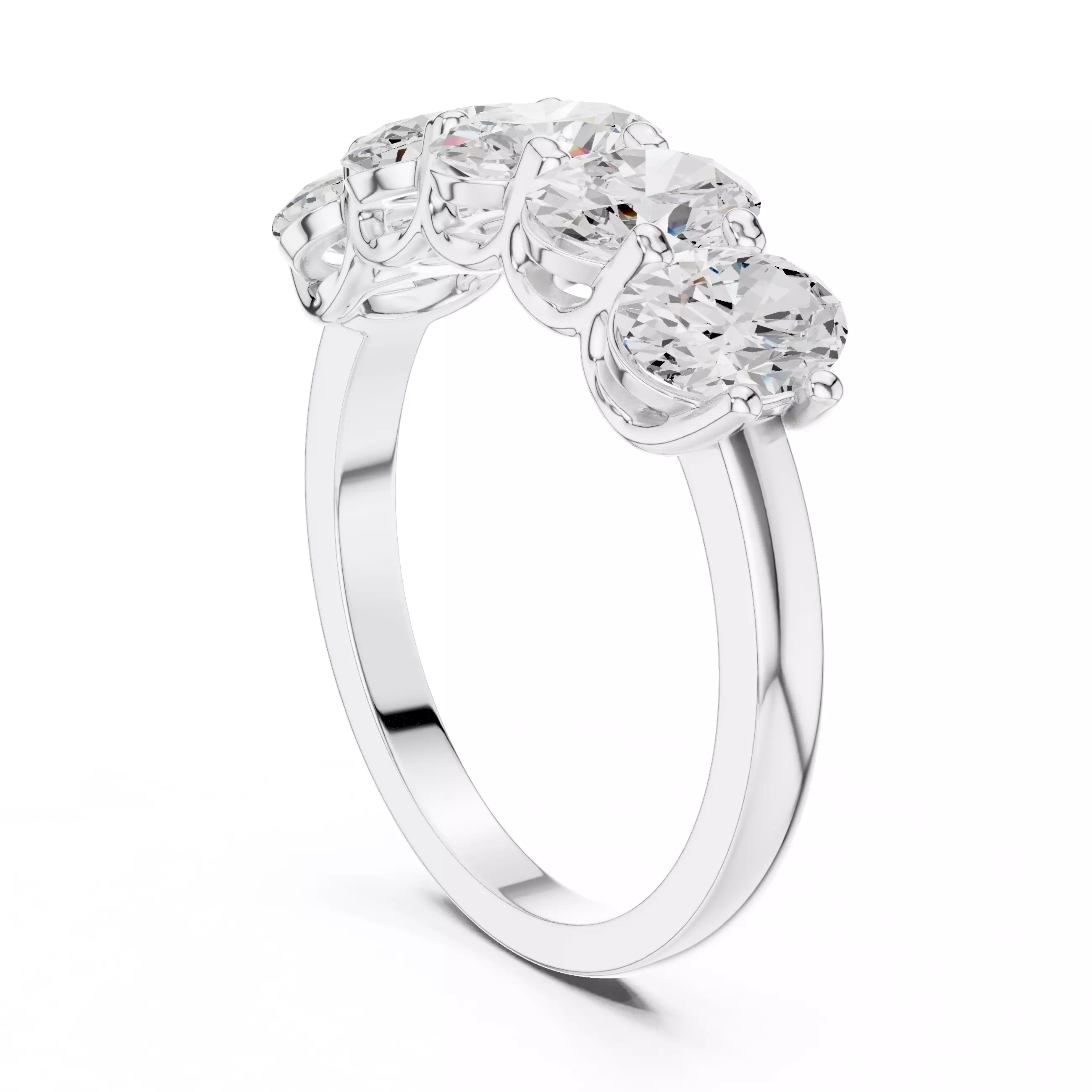 6x4mm Oval Cut Five Stone Engagement Wedding Band 3DM STL Video 3D print model_11