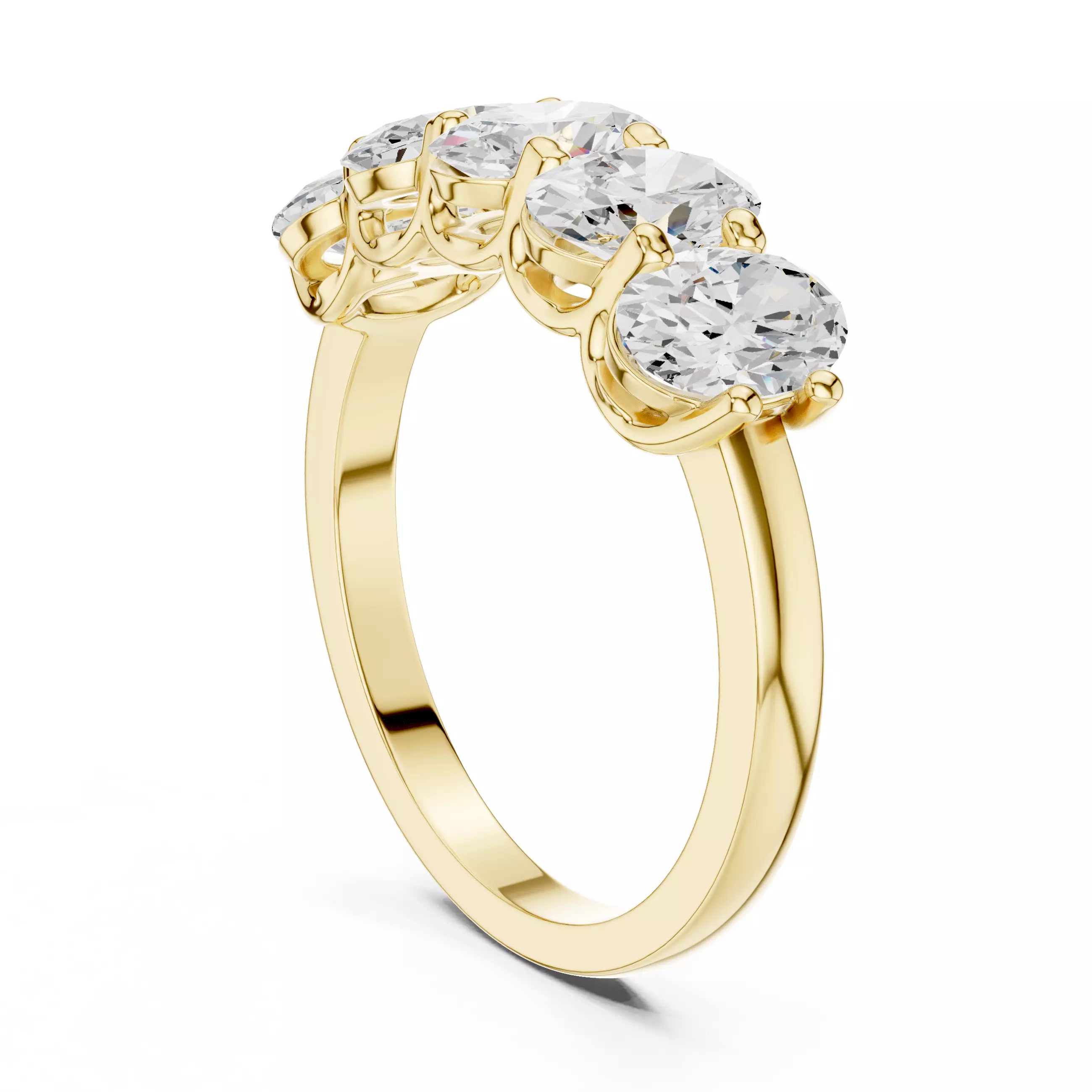 6x4mm Oval Cut Five Stone Engagement Wedding Band 3DM STL Video 3D print model_7