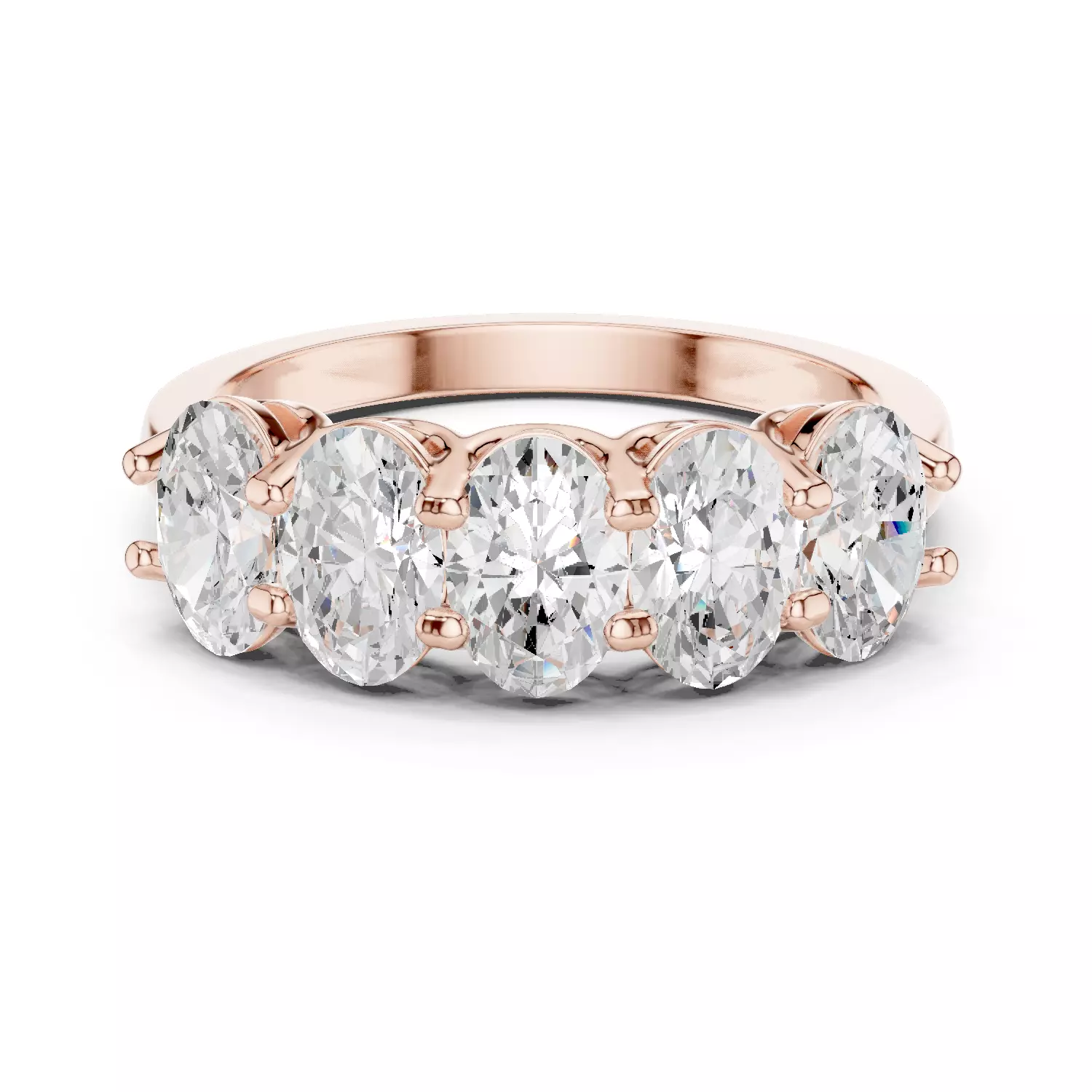 6x4mm Oval Cut Five Stone Engagement Wedding Band 3DM STL Video 3D print model_0