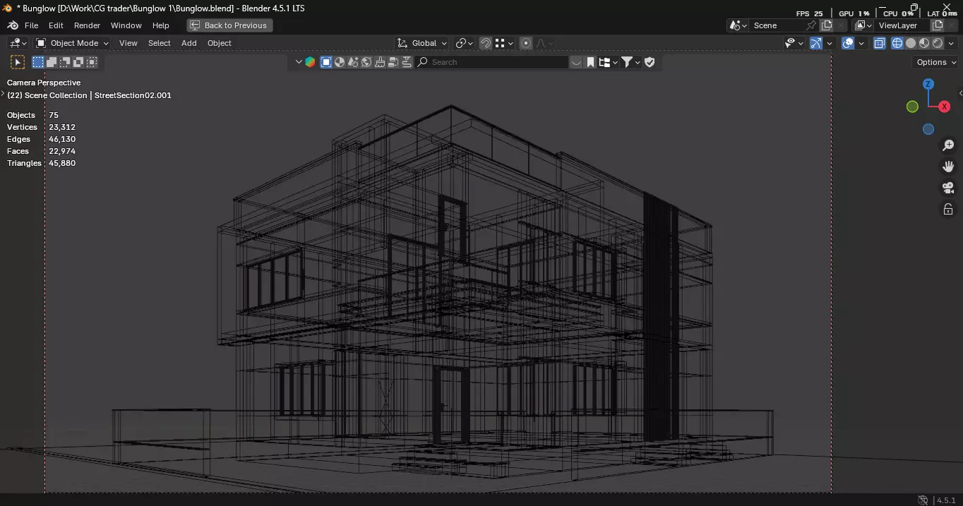 Modern Two-Storey House Free 3D model_6