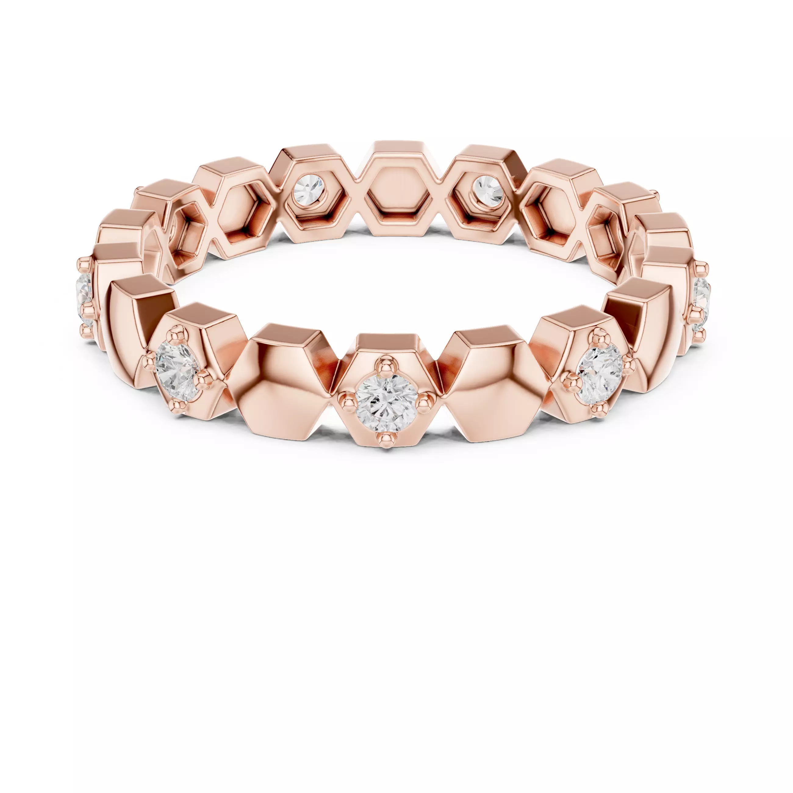 2mm Round Cut Hexagon Design Full Eternity Band 3DM STL Video 3D print model_6