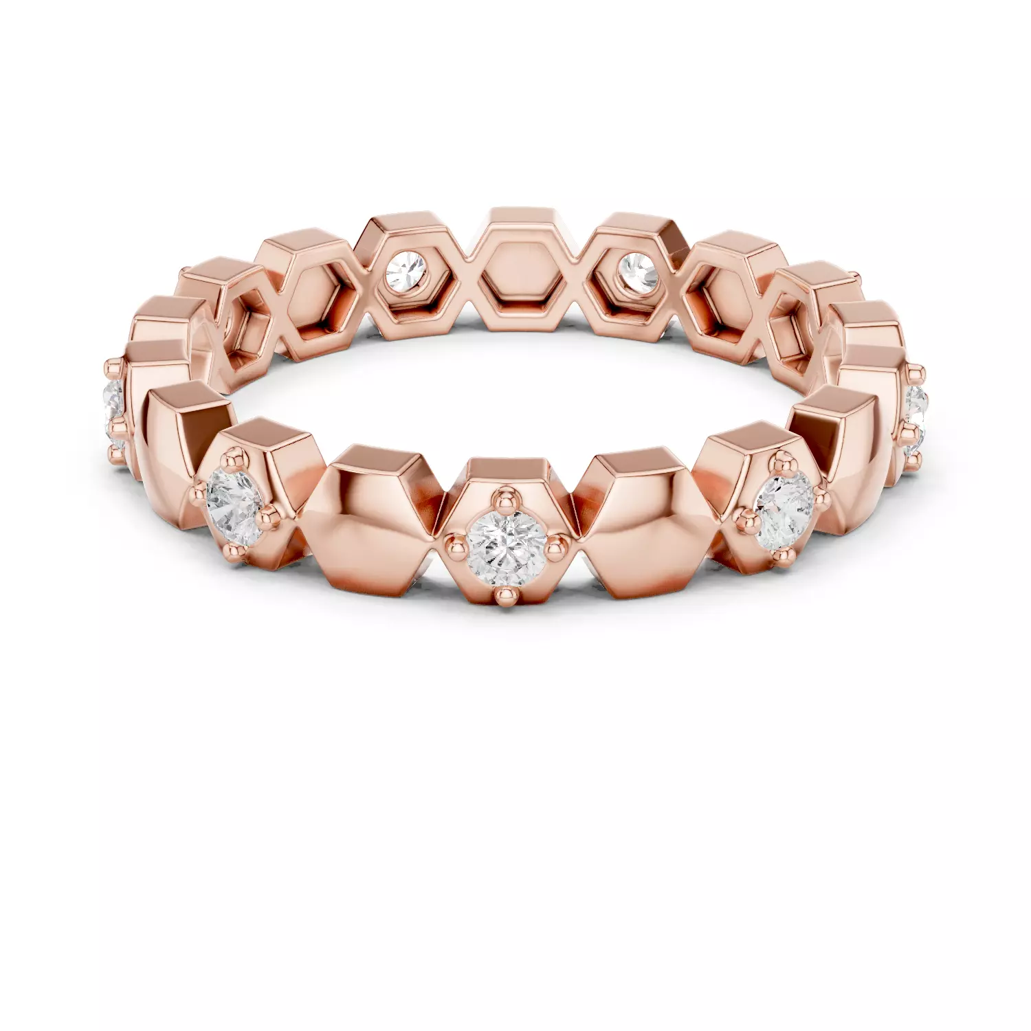 2mm Round Cut Hexagon Design Full Eternity Band 3DM STL Video 3D print model_0