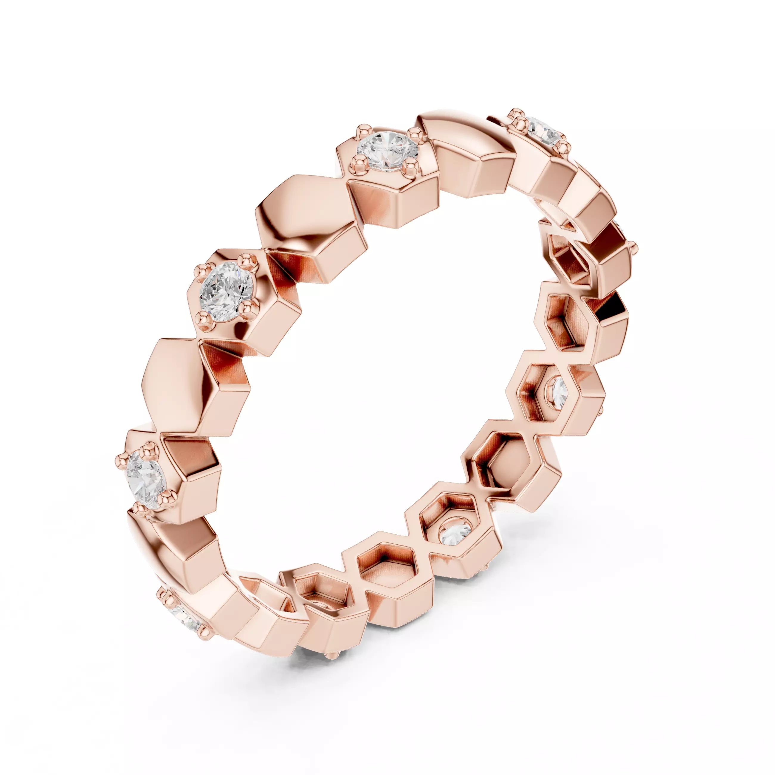 2mm Round Cut Hexagon Design Full Eternity Band 3DM STL Video 3D print model_4