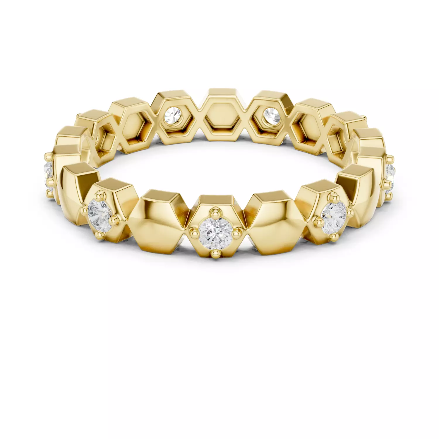 2mm Round Cut Hexagon Design Full Eternity Band 3DM STL Video 3D print model_1