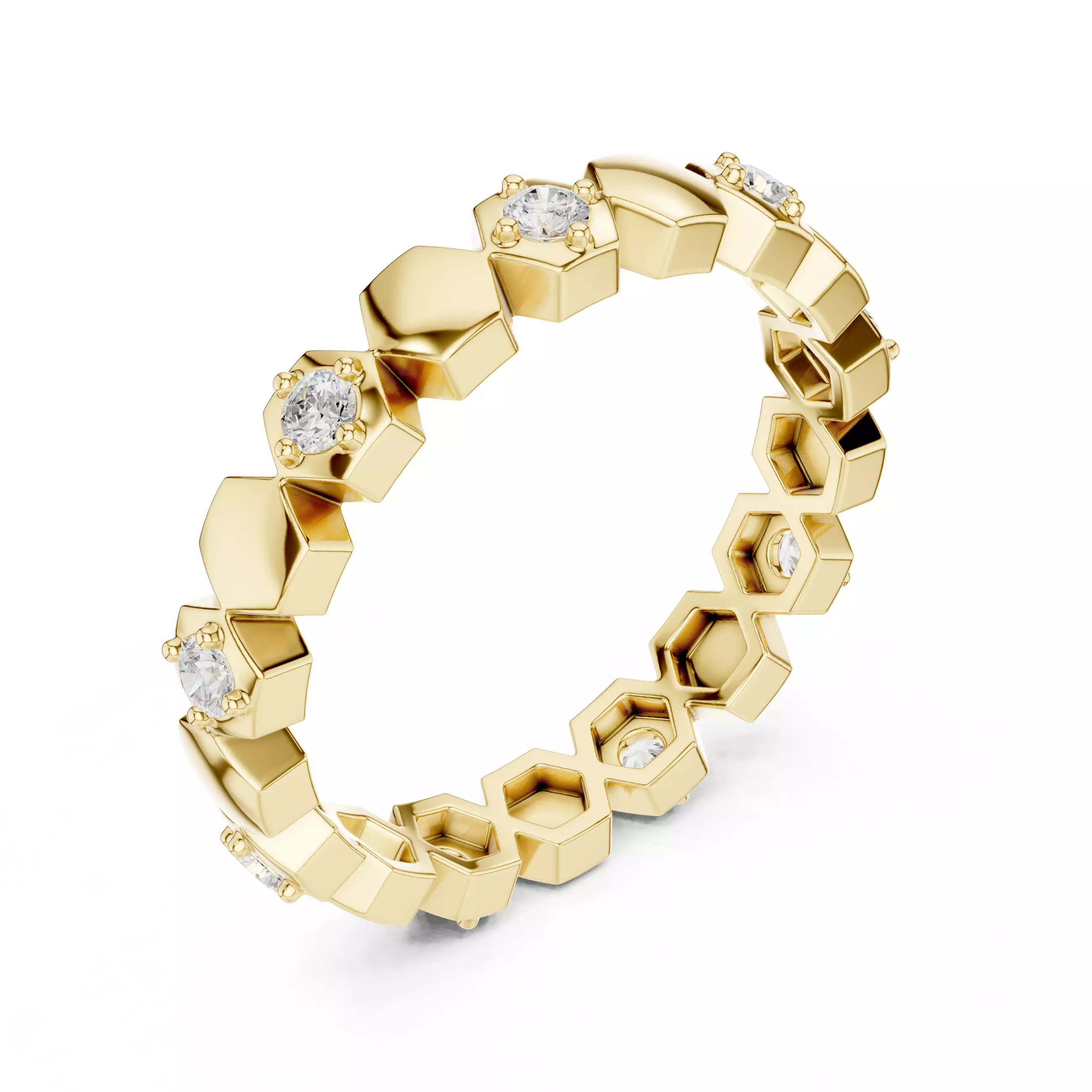 2mm Round Cut Hexagon Design Full Eternity Band 3DM STL Video 3D print model_8