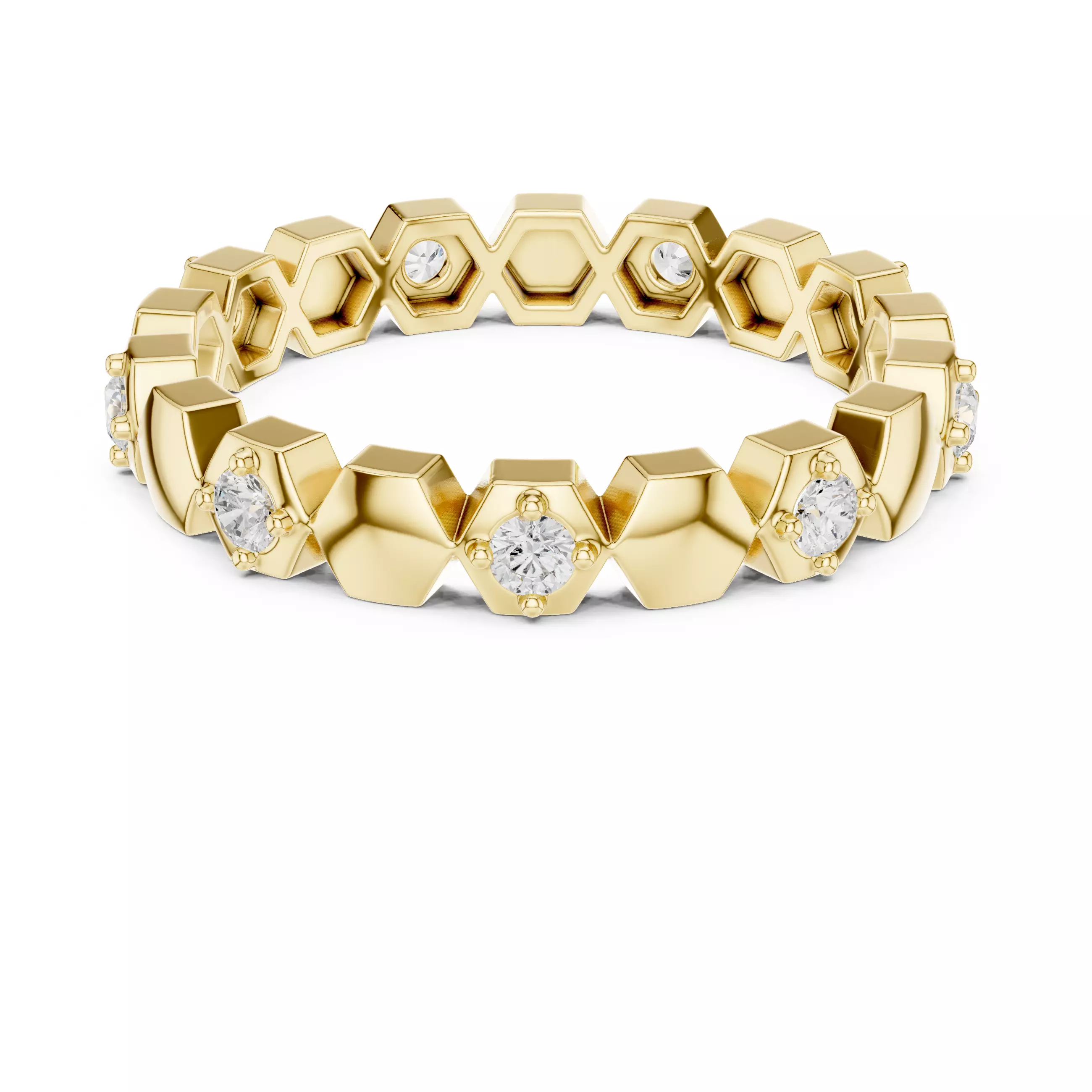 2mm Round Cut Hexagon Design Full Eternity Band 3DM STL Video 3D print model_10