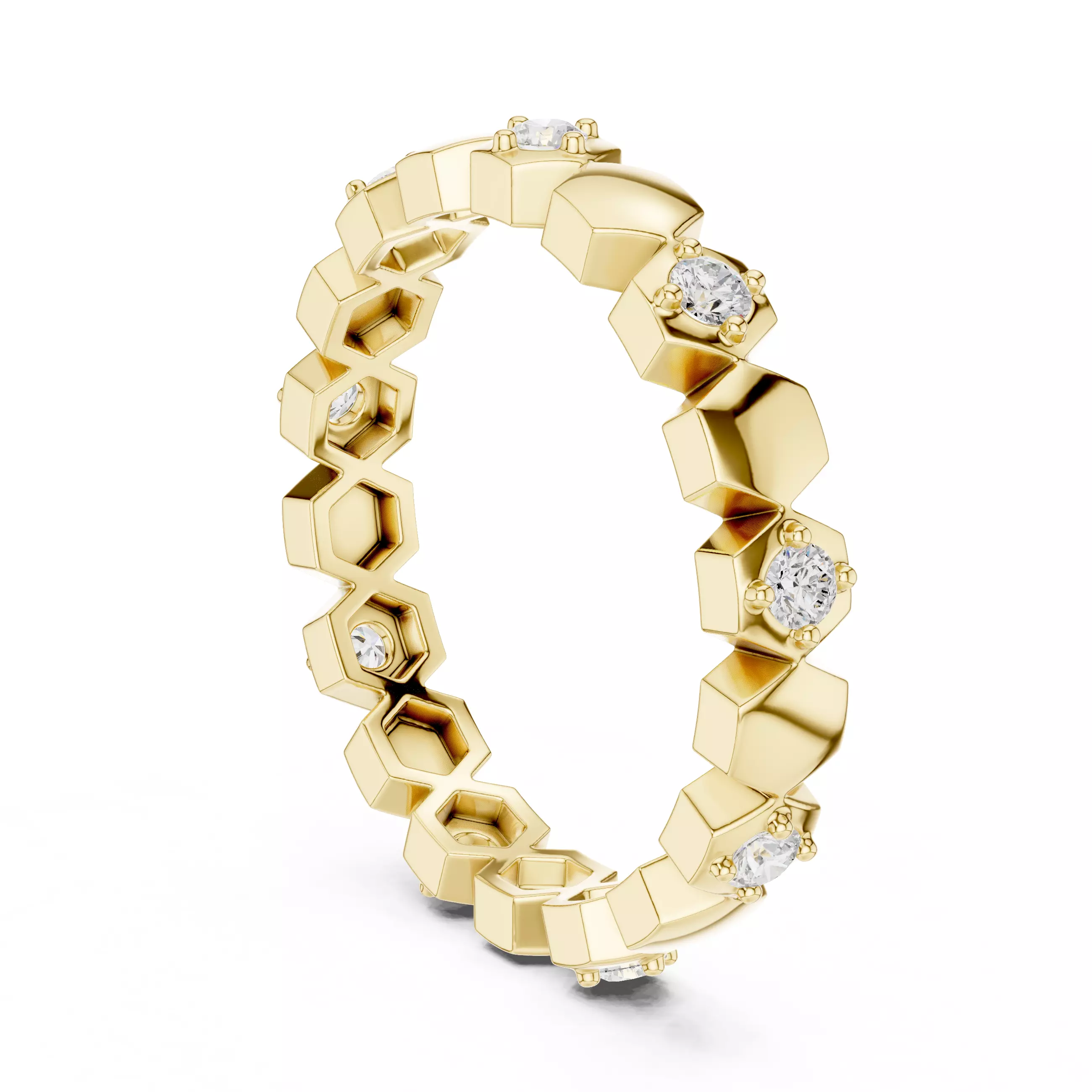 2mm Round Cut Hexagon Design Full Eternity Band 3DM STL Video 3D print model_7