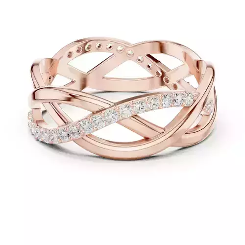 Round Cut Diamond Twisted Wedding Band 3DM STL Video