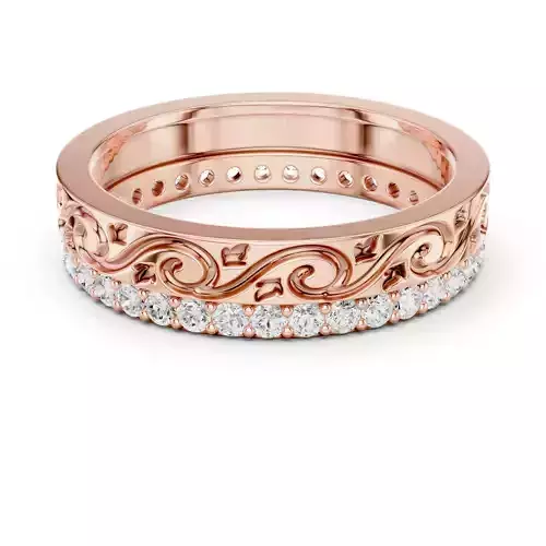 Deep Engraved Design With Round Cut Wedding Band 3DM STL Video