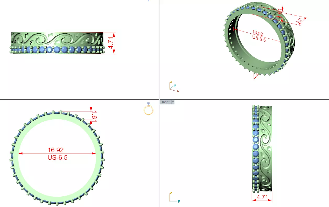 Deep Engraved Design With Round Cut Wedding Band 3DM STL Video 3D print model_15