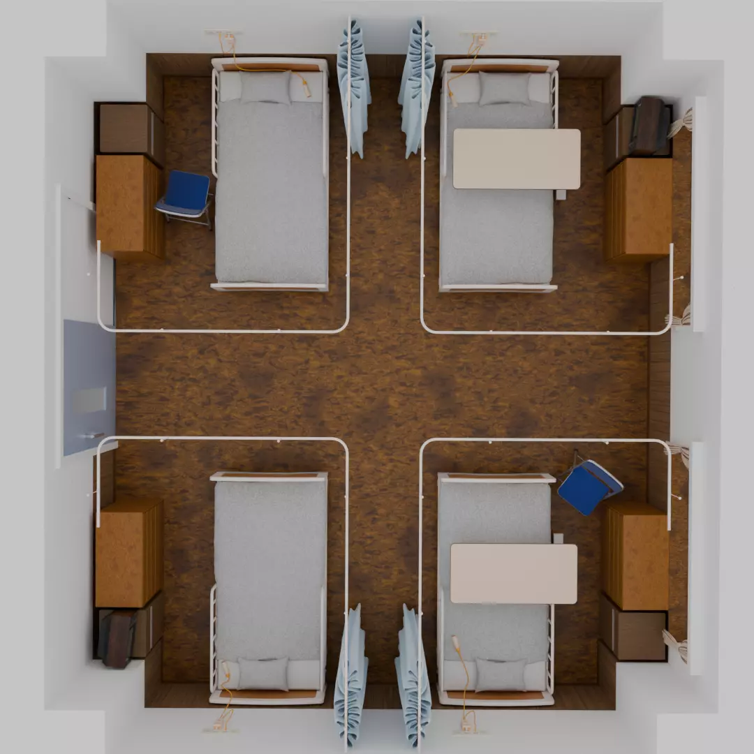 Hospital room 4bed room 3D model_10