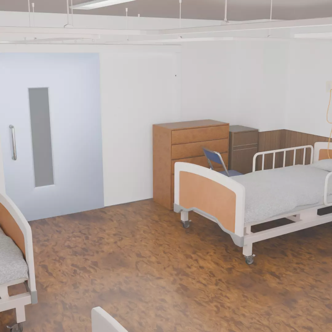 Hospital room 4bed room 3D model_9
