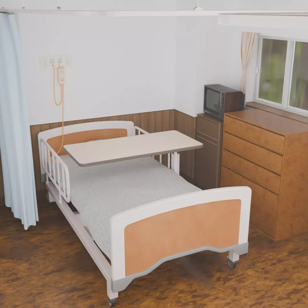 Hospital room 4bed room 3D model_7