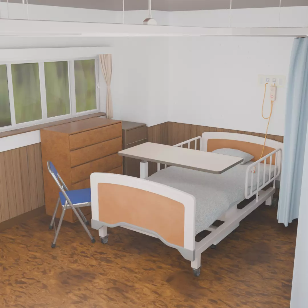 Hospital room 4bed room 3D model_8