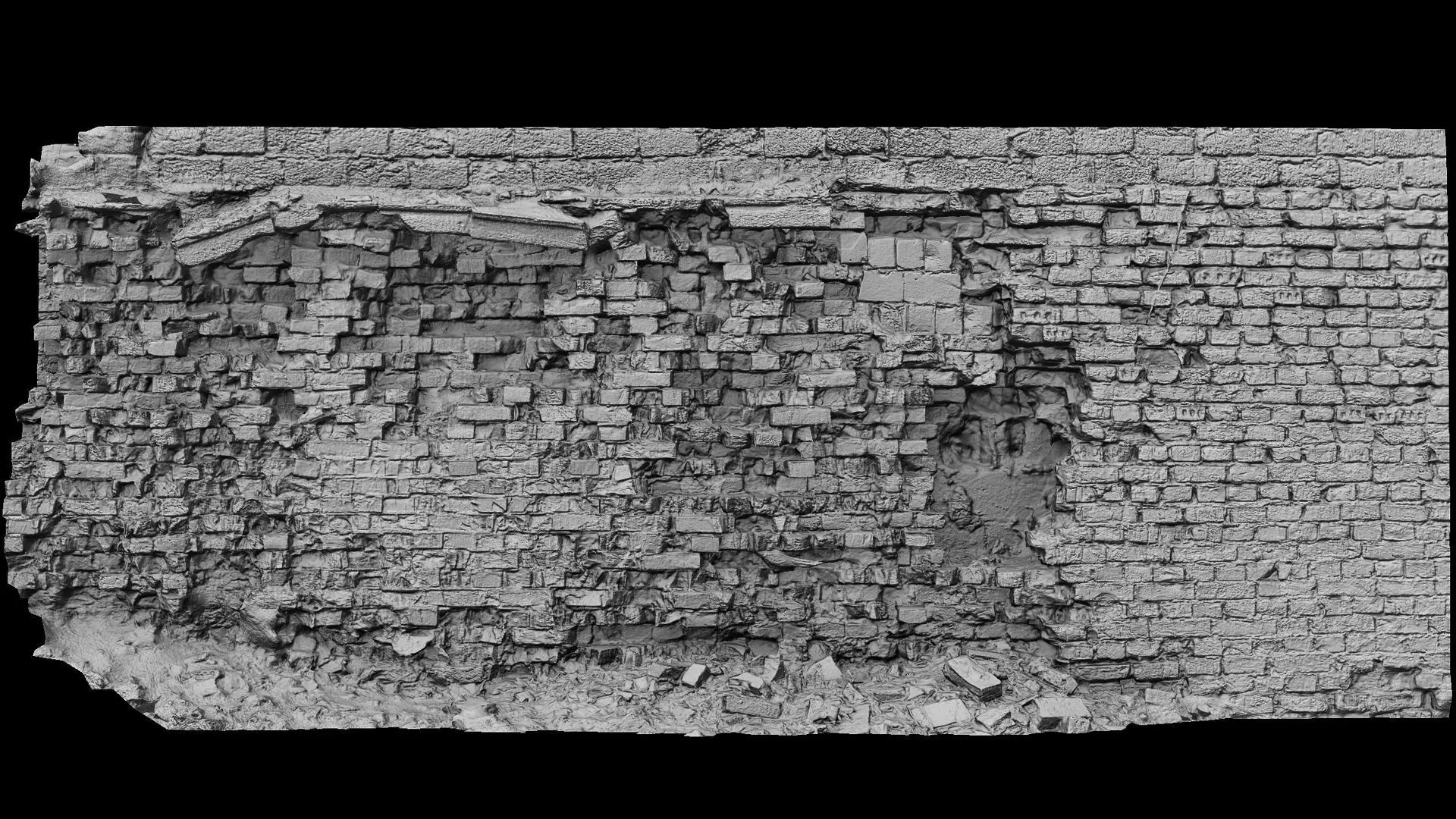 destroyed wall old brick ruins PBR photogrammetry Low-poly 3D model_6