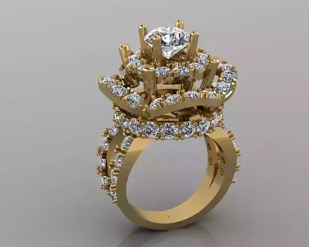 Rose Flower Diamond Wedding Ring