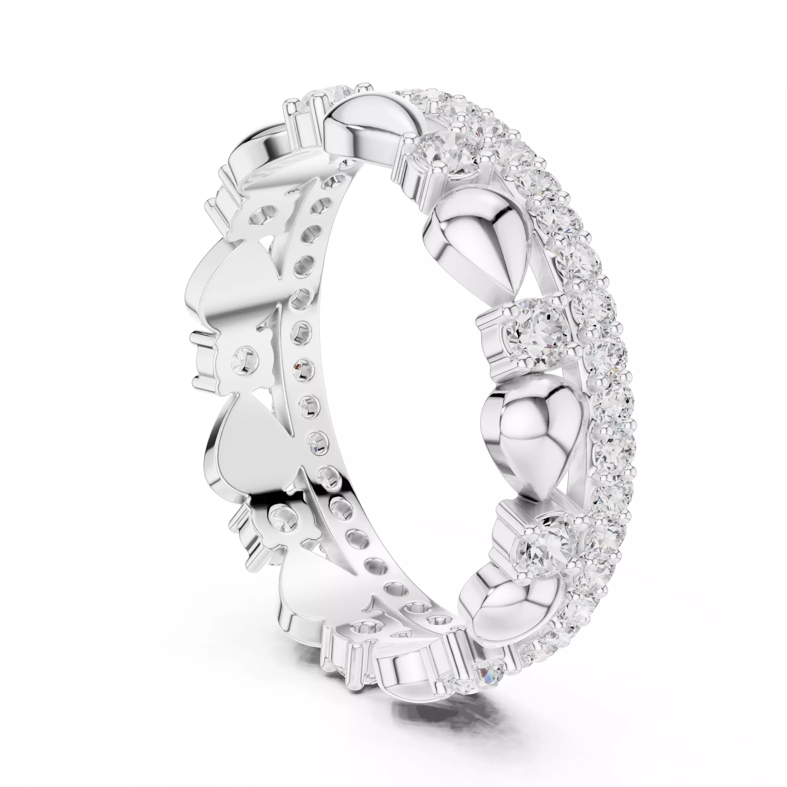 Round Cut Pear Shape Full Eternity Wedding Band 3DM STL Video 3D print model_12