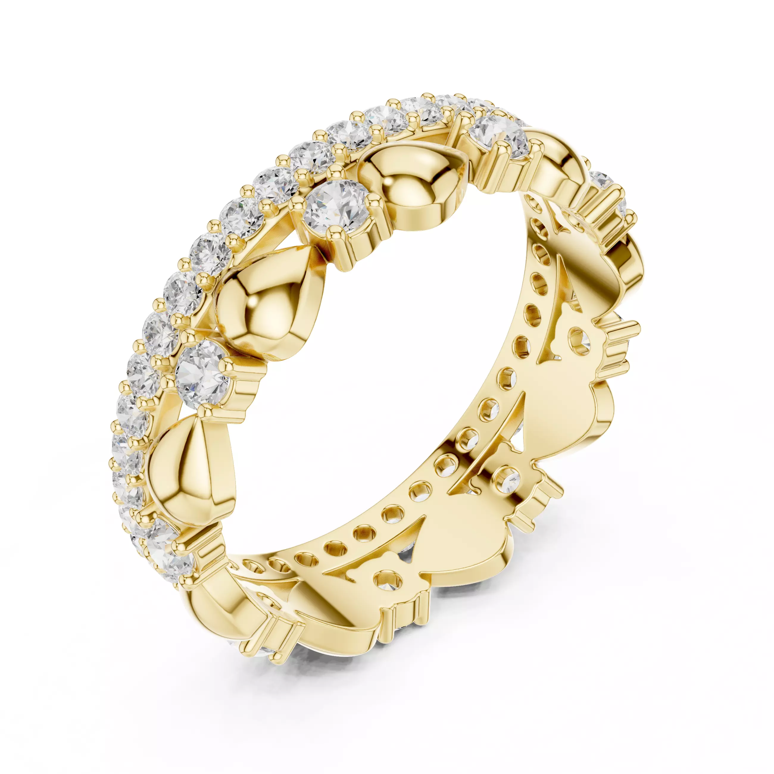 Round Cut Pear Shape Full Eternity Wedding Band 3DM STL Video 3D print model_9