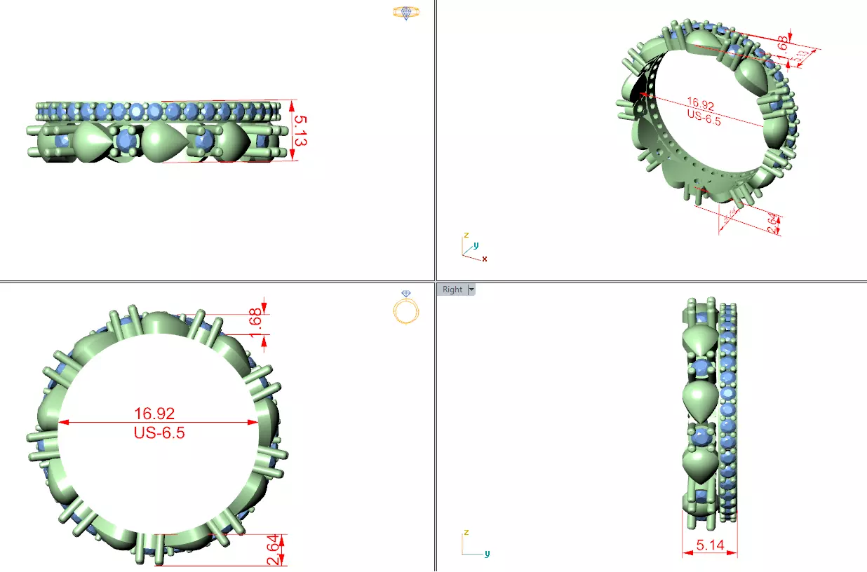 Round Cut Pear Shape Full Eternity Wedding Band 3DM STL Video 3D print model_15