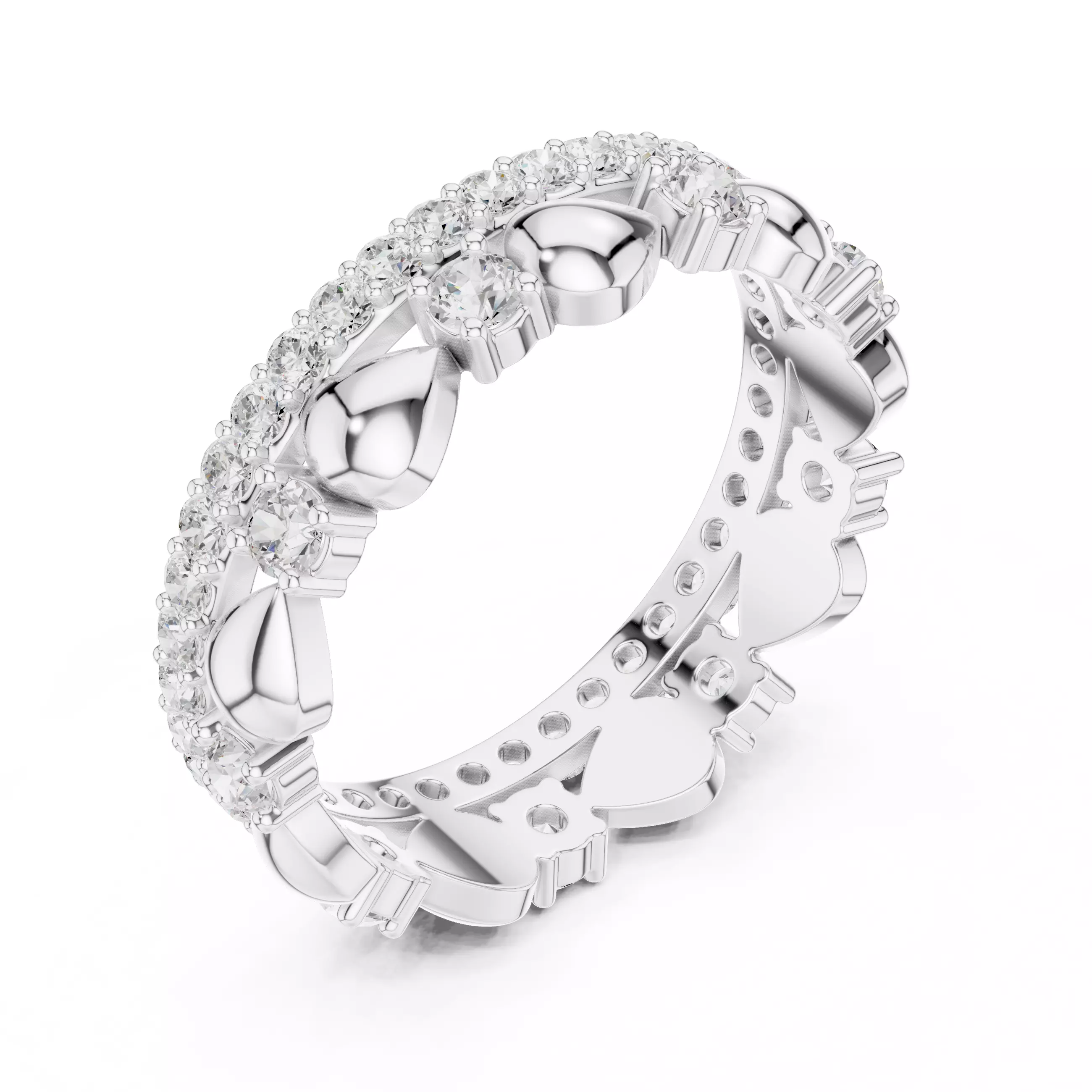 Round Cut Pear Shape Full Eternity Wedding Band 3DM STL Video 3D print model_13