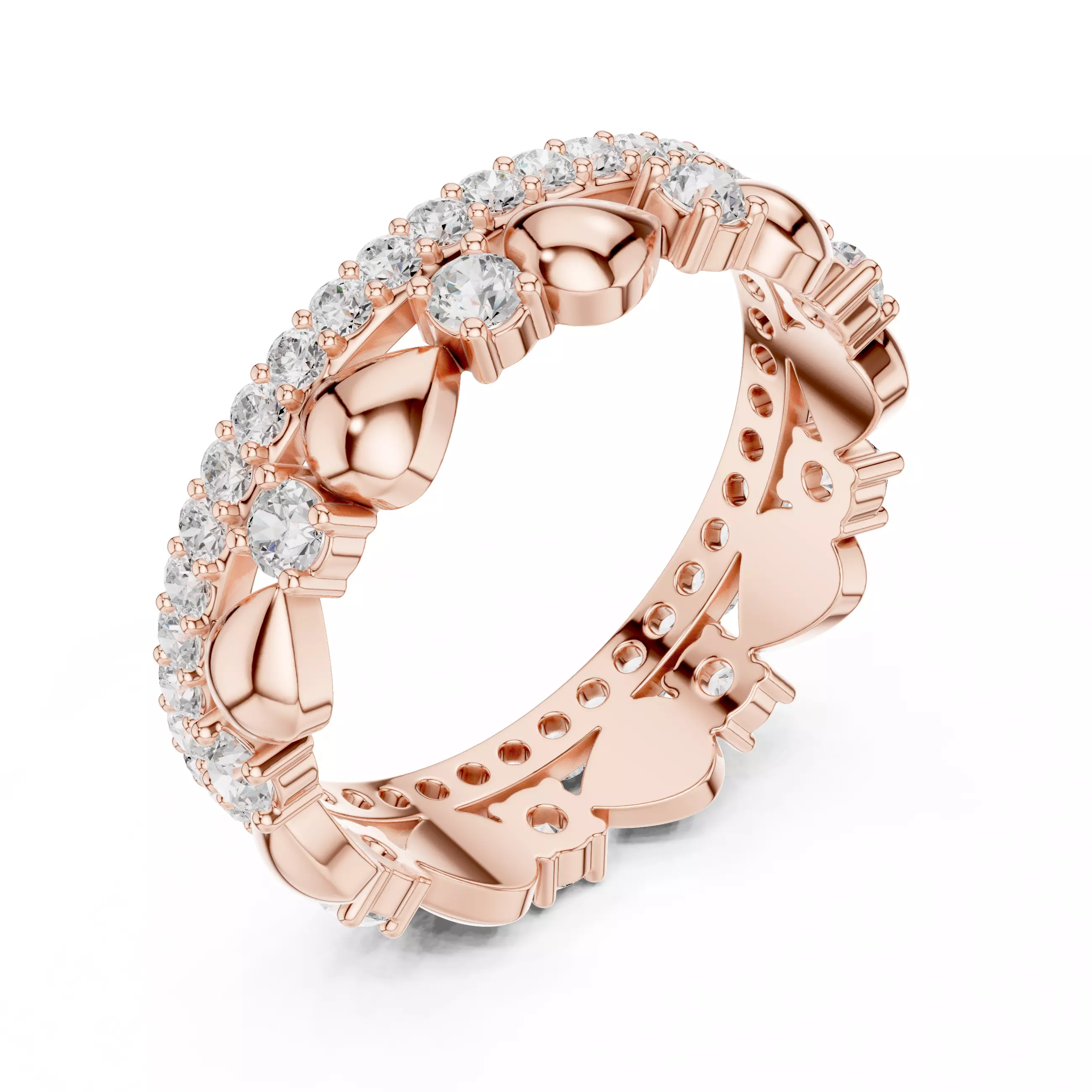 Round Cut Pear Shape Full Eternity Wedding Band 3DM STL Video 3D print model_5